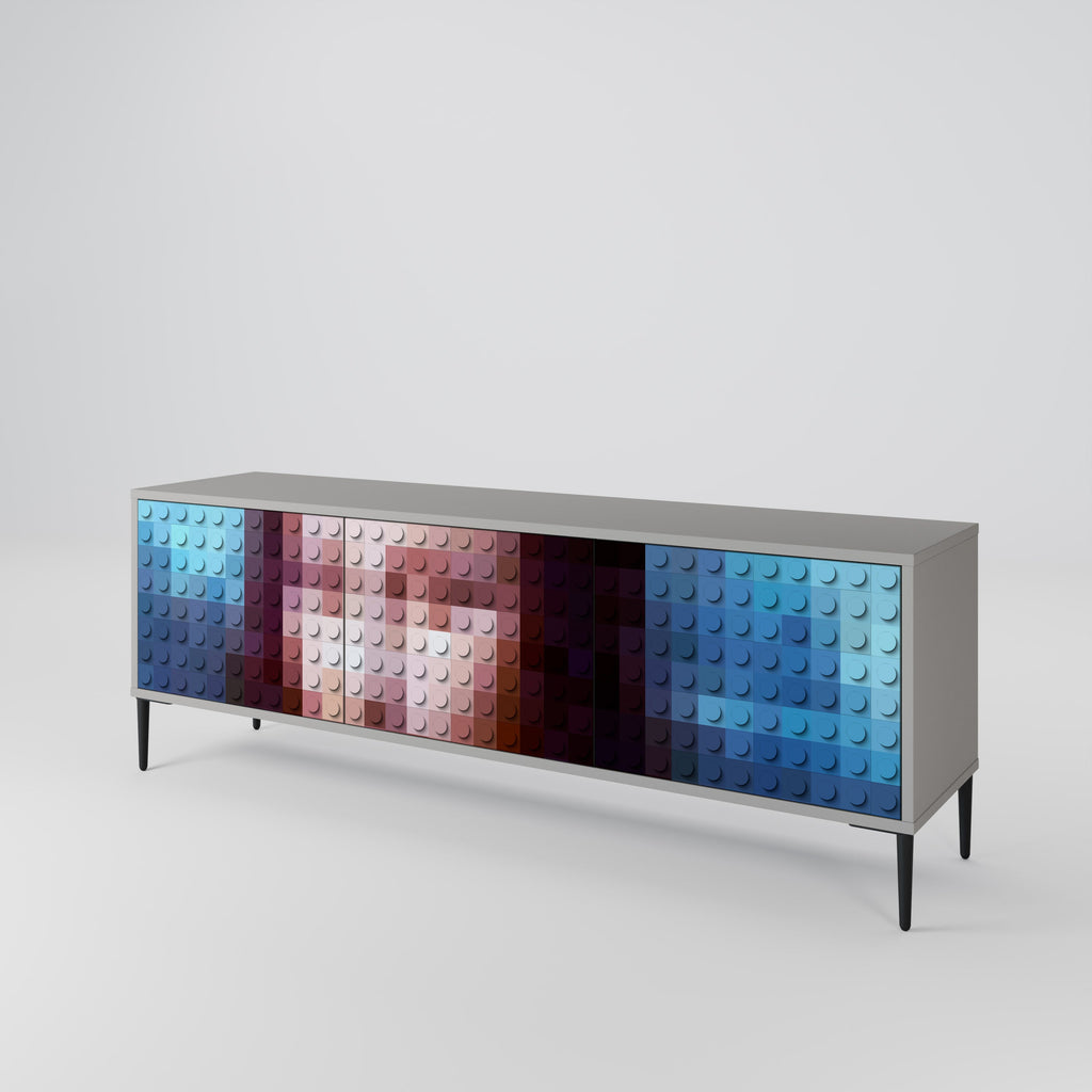 Meuble TV 3 portes CONSTRUCTIVE ART finition grise