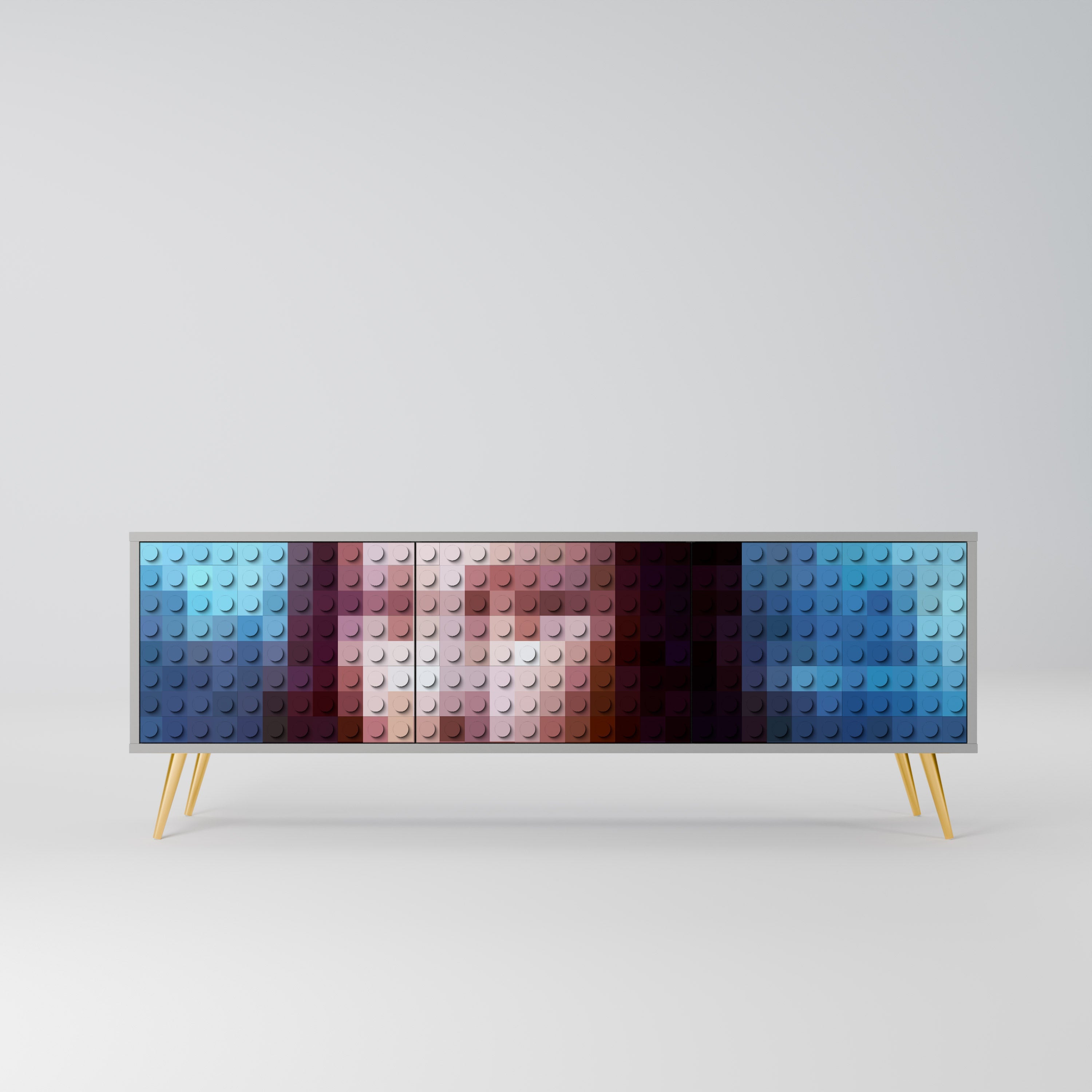 Meuble TV 3 portes CONSTRUCTIVE ART finition grise