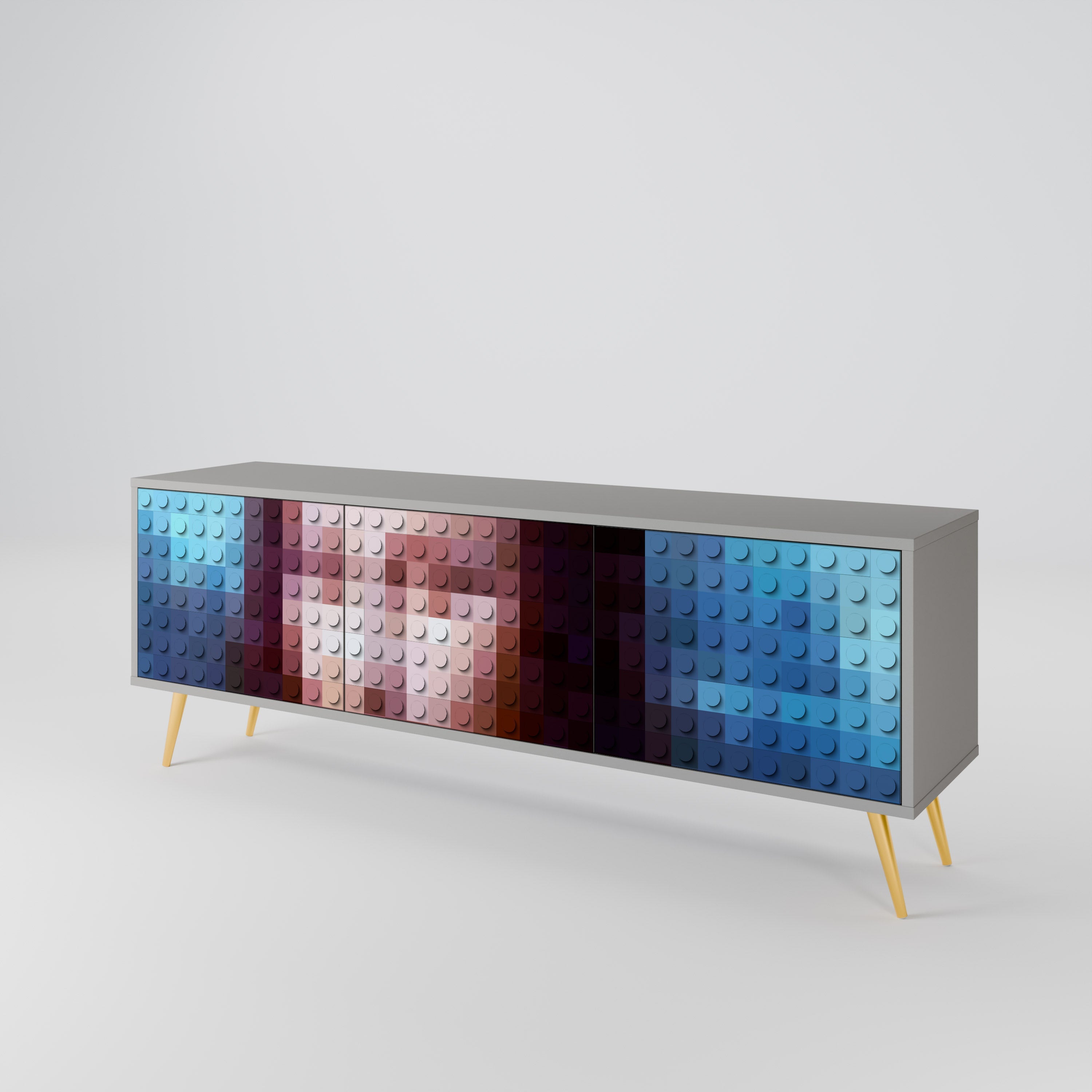 Meuble TV 3 portes CONSTRUCTIVE ART finition grise