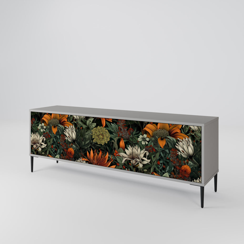 Meuble TV 3 portes MIDNIGHT SPROUT, finition grise