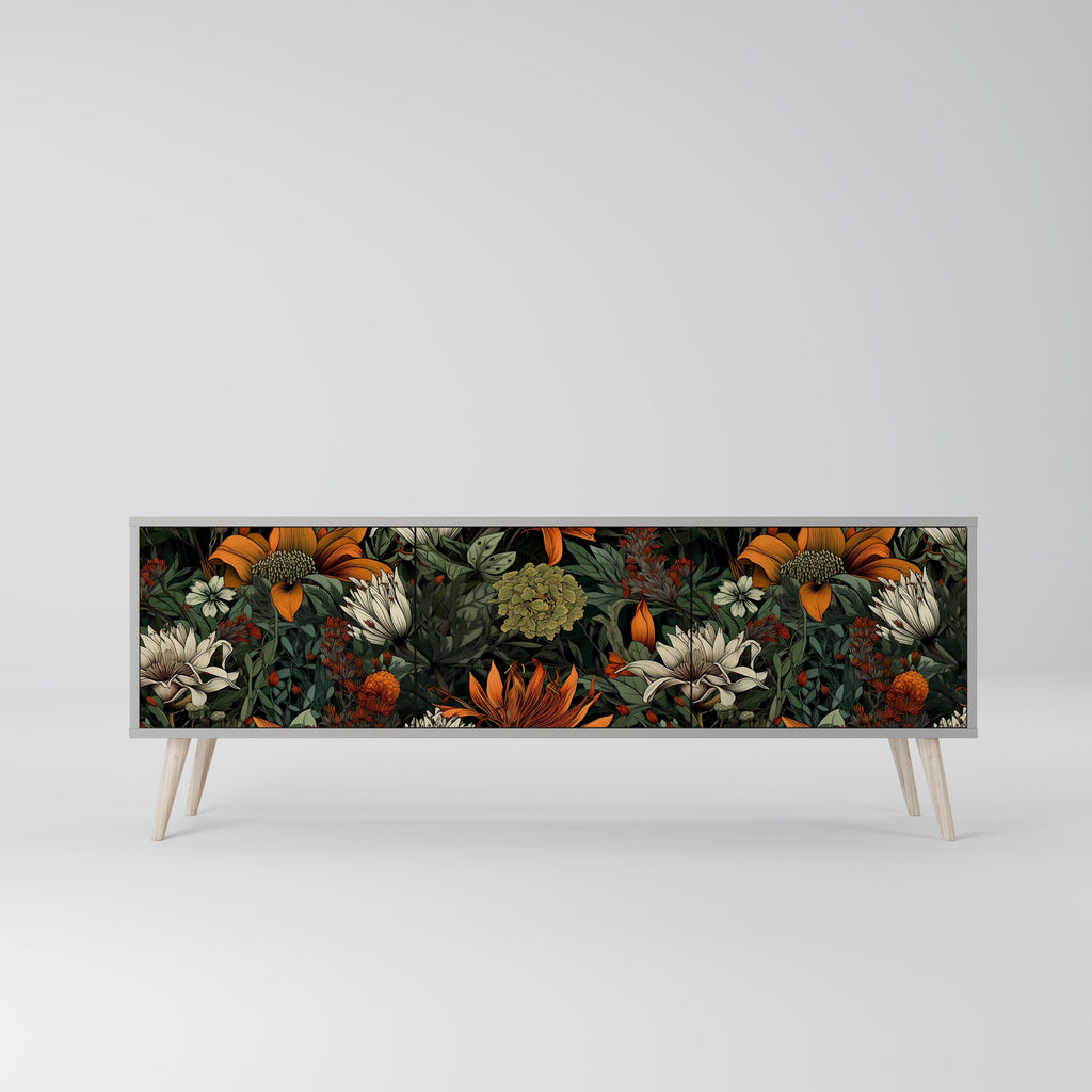 Meuble TV 3 portes MIDNIGHT SPROUT, finition grise