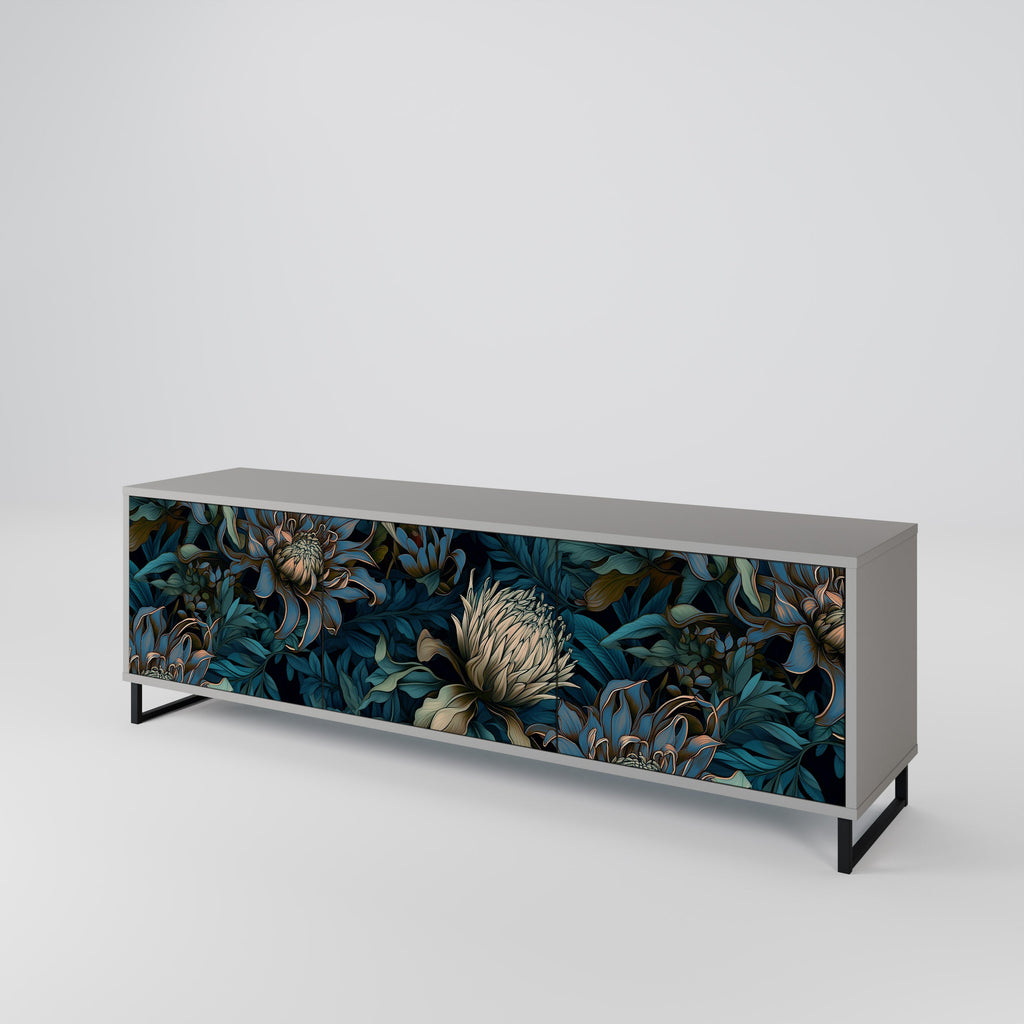 Meuble TV 3 portes TWILIGHT BLOOM finition grise