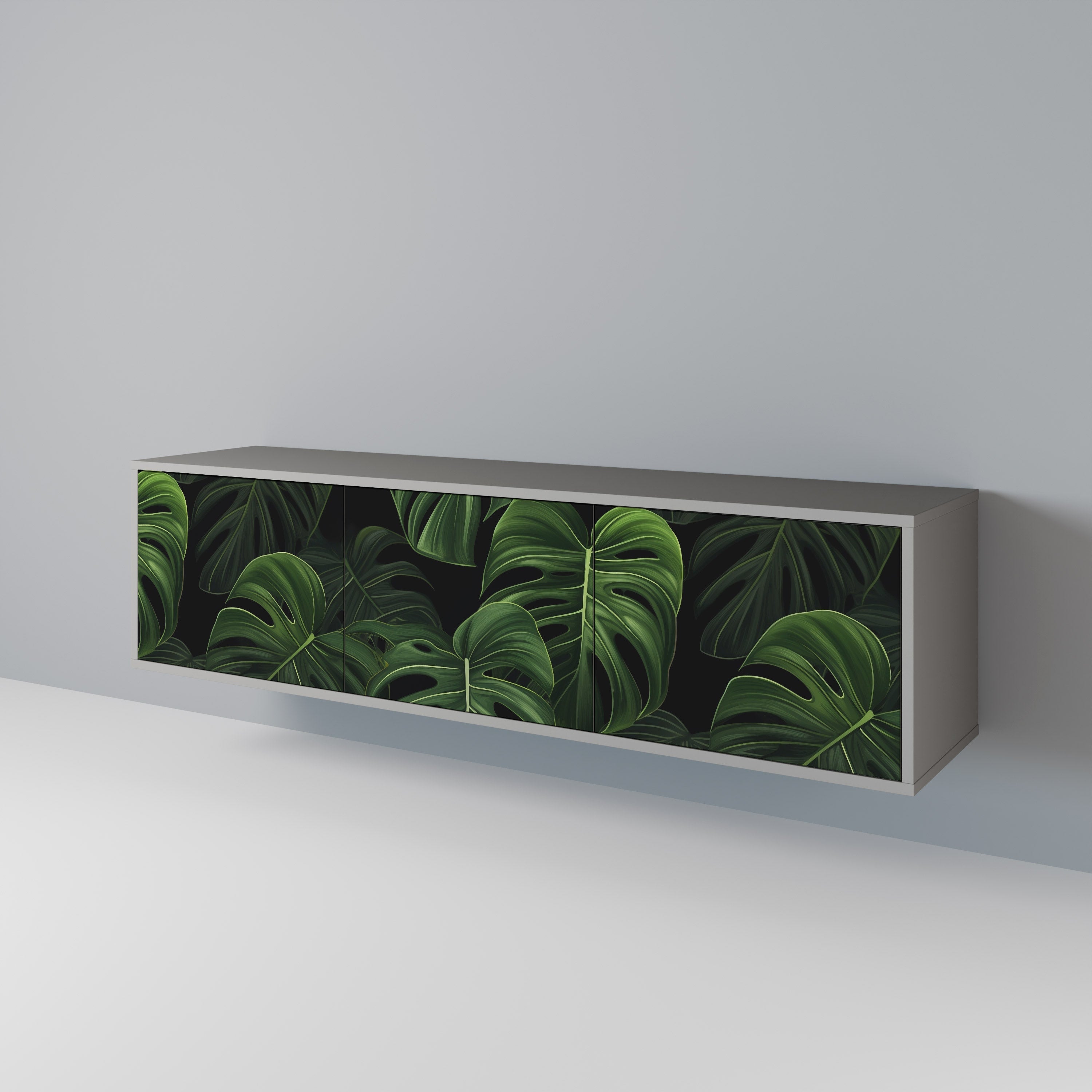 Meuble TV 3 portes INFINITE MONSTERA finition grise