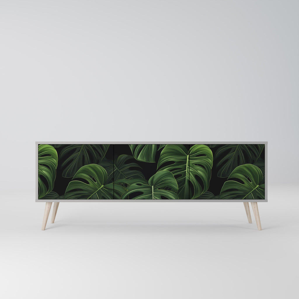 Meuble TV 3 portes INFINITE MONSTERA finition grise