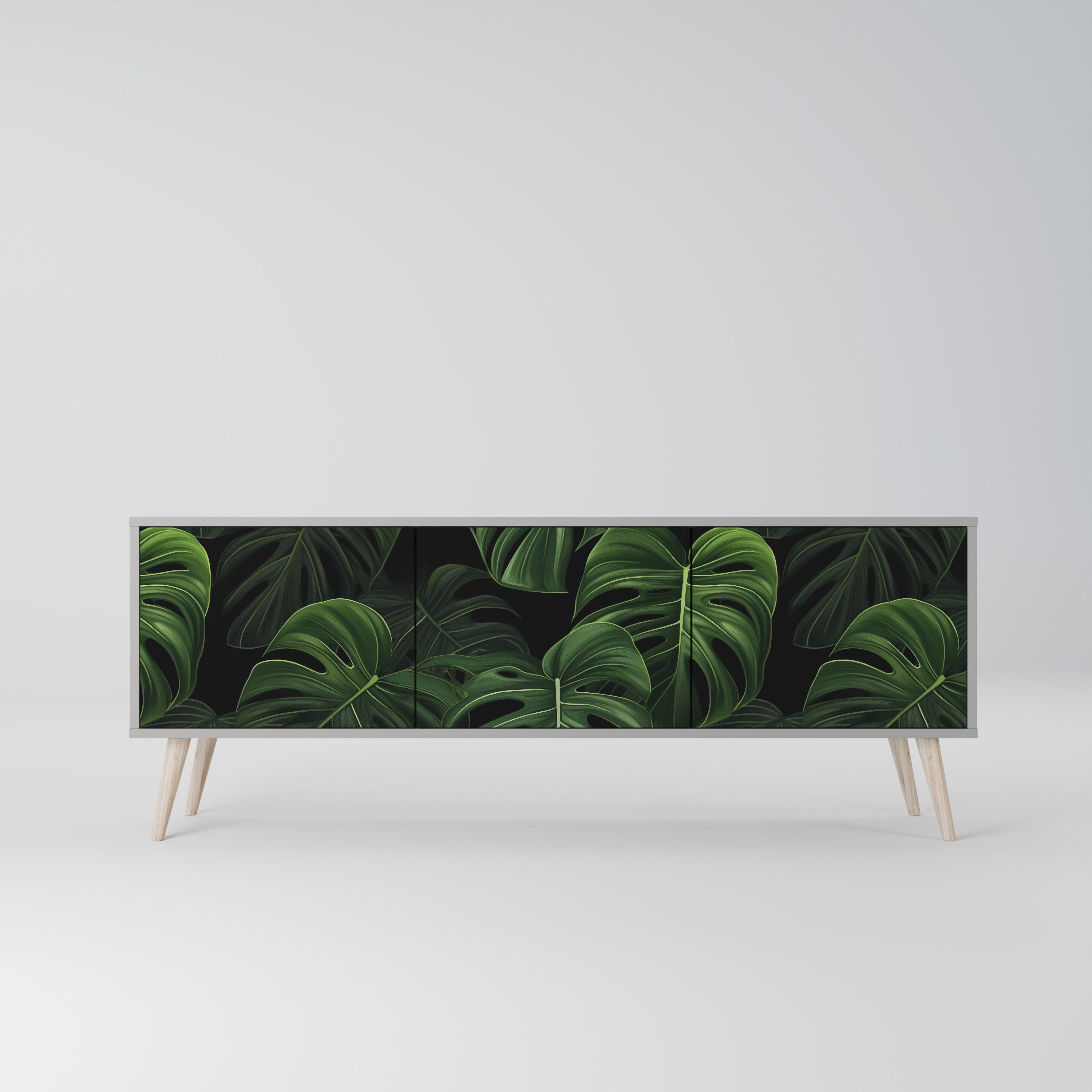 Meuble TV 3 portes INFINITE MONSTERA finition grise