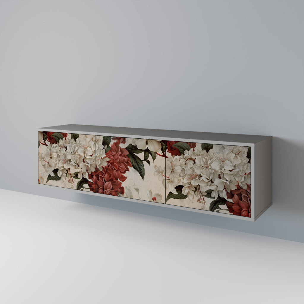 Meuble TV 3 portes EPHEMERAL DAYS, finition grise