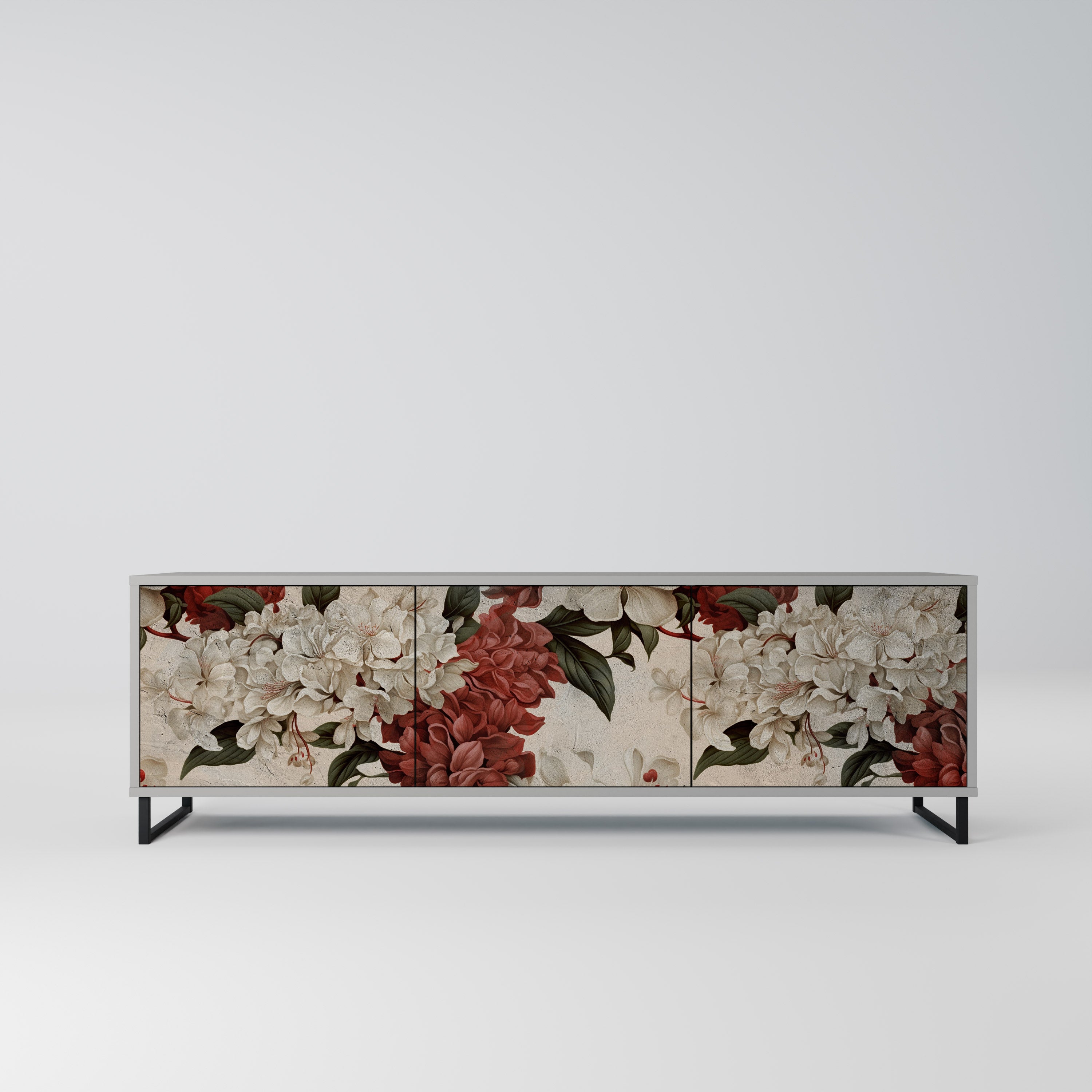 Meuble TV 3 portes EPHEMERAL DAYS, finition grise