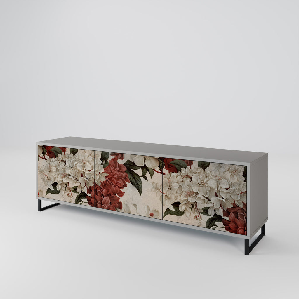 Meuble TV 3 portes EPHEMERAL DAYS, finition grise