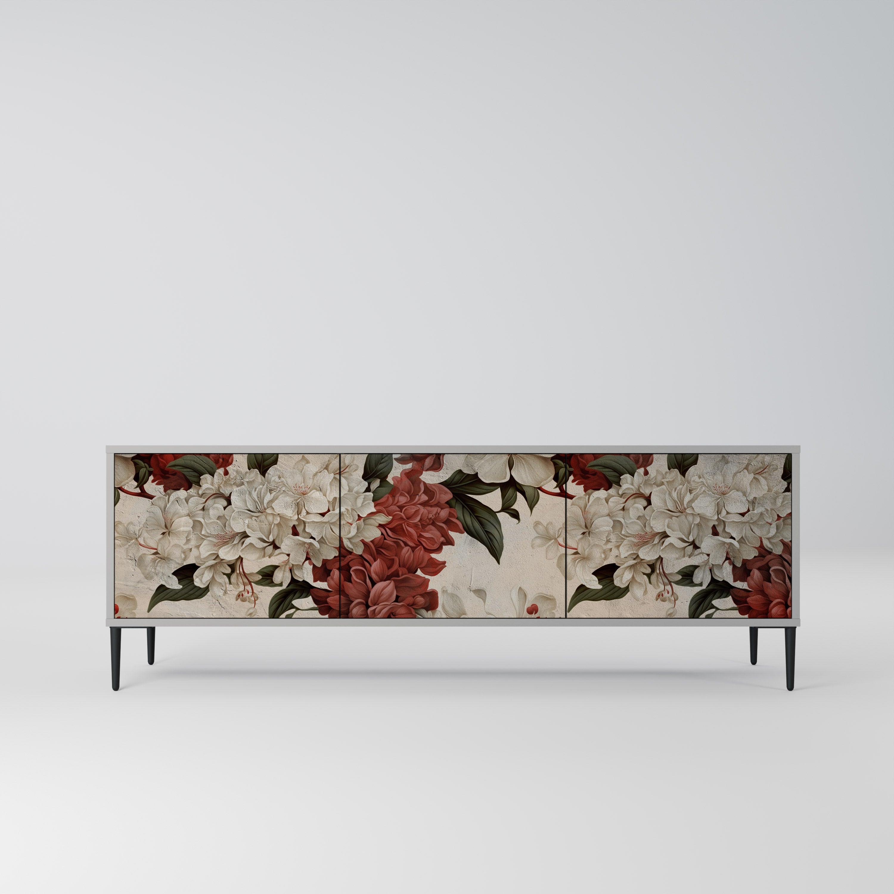 Meuble TV 3 portes EPHEMERAL DAYS, finition grise