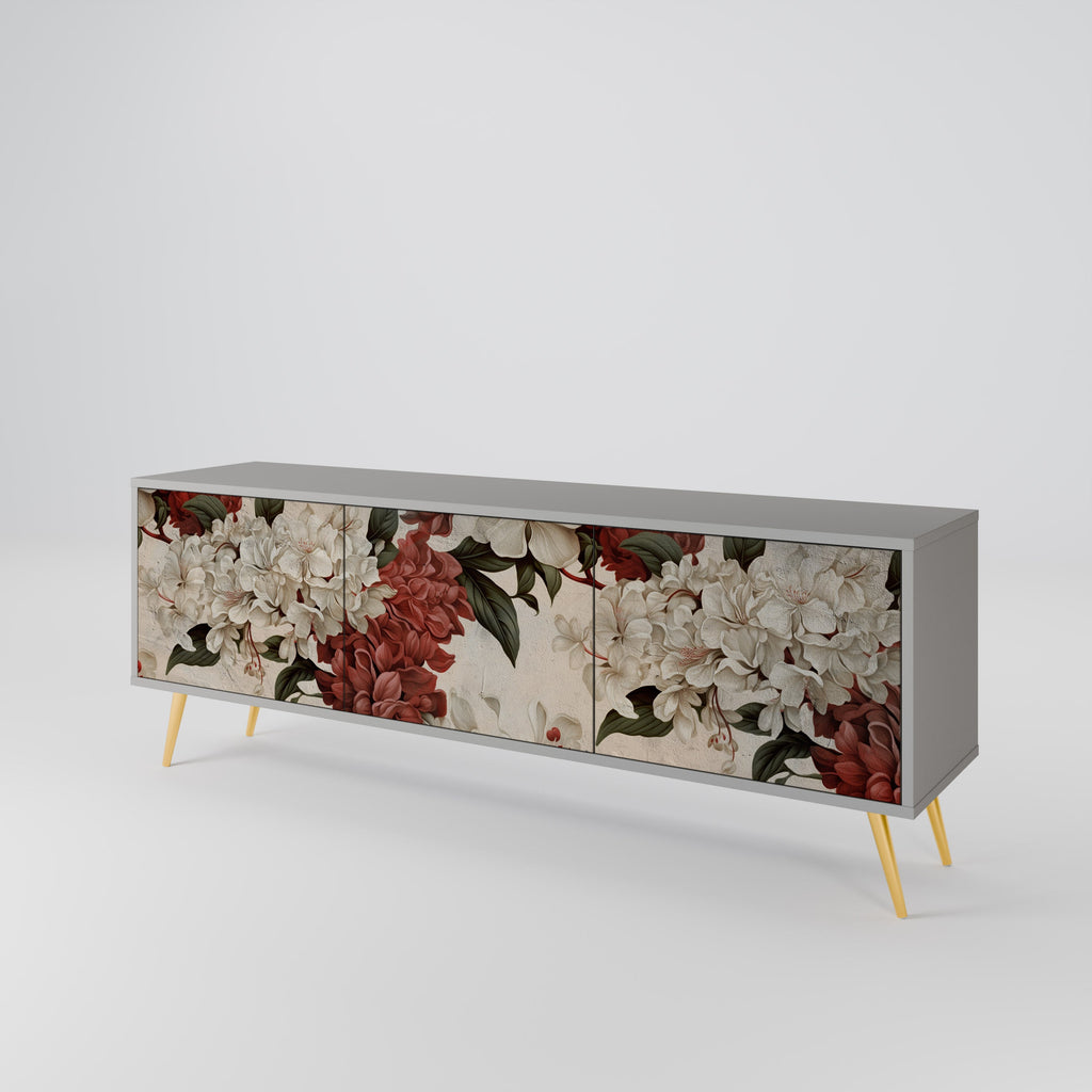 Meuble TV 3 portes EPHEMERAL DAYS, finition grise