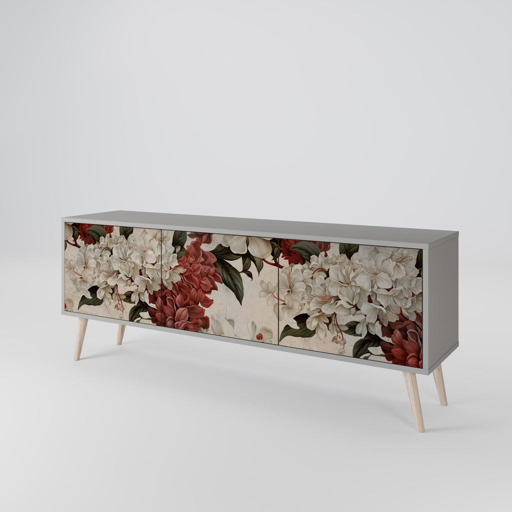 Meuble TV 3 portes EPHEMERAL DAYS, finition grise