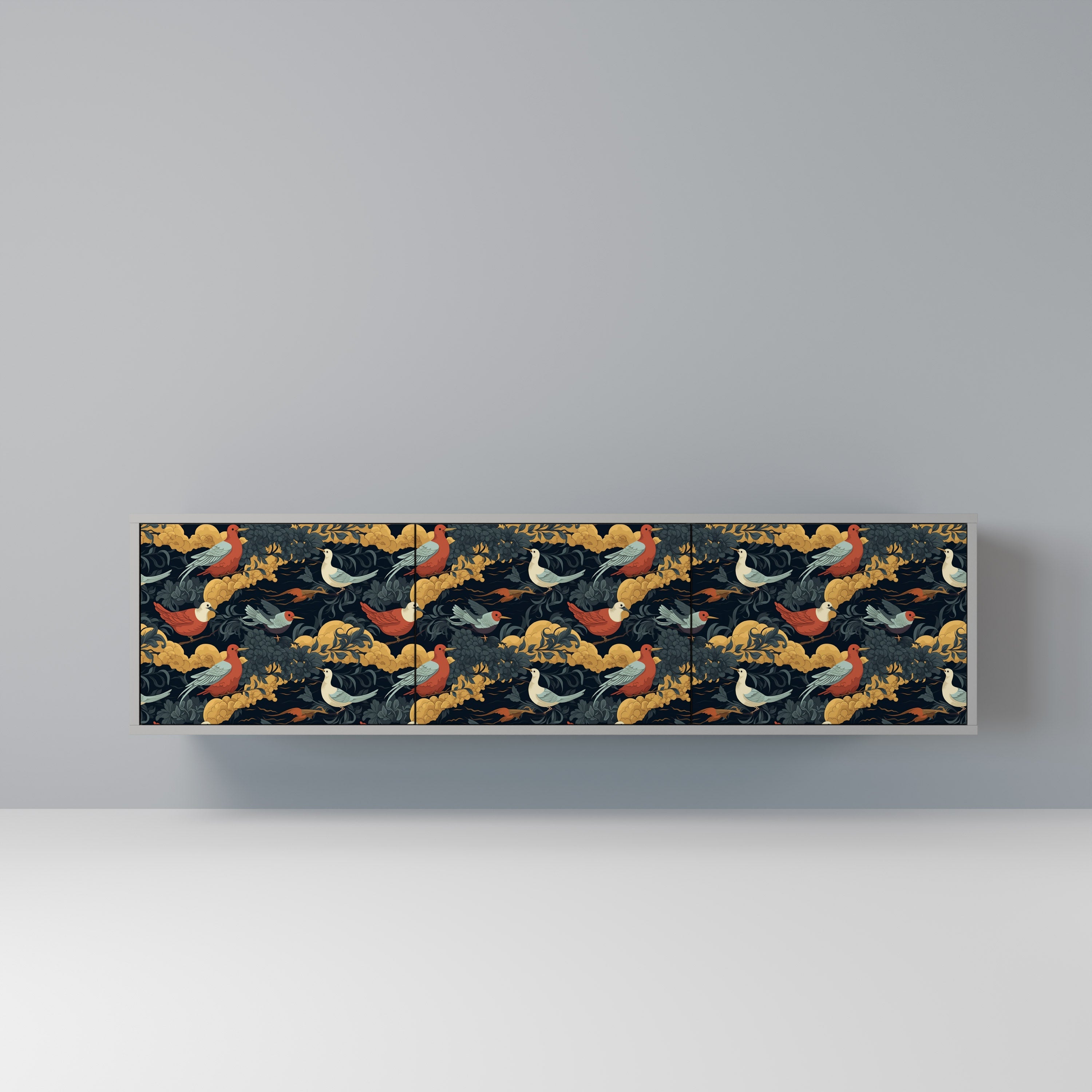 Meuble TV 3 portes FOWLY DAZE finition grise