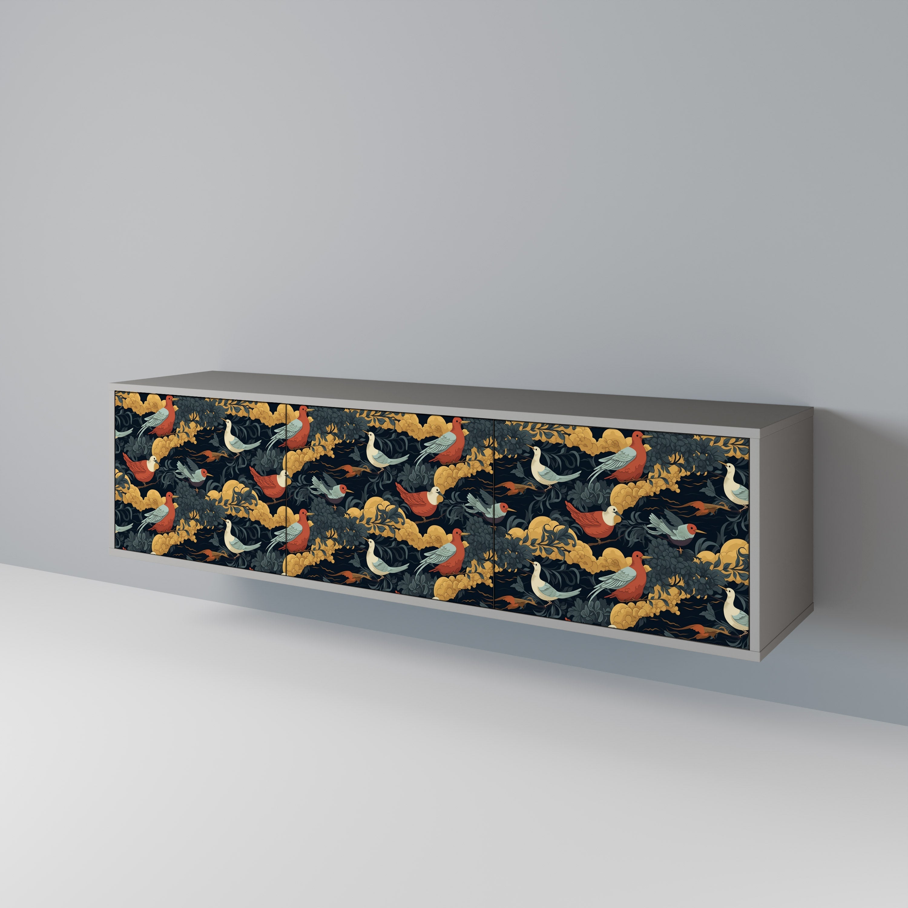 Meuble TV 3 portes FOWLY DAZE finition grise