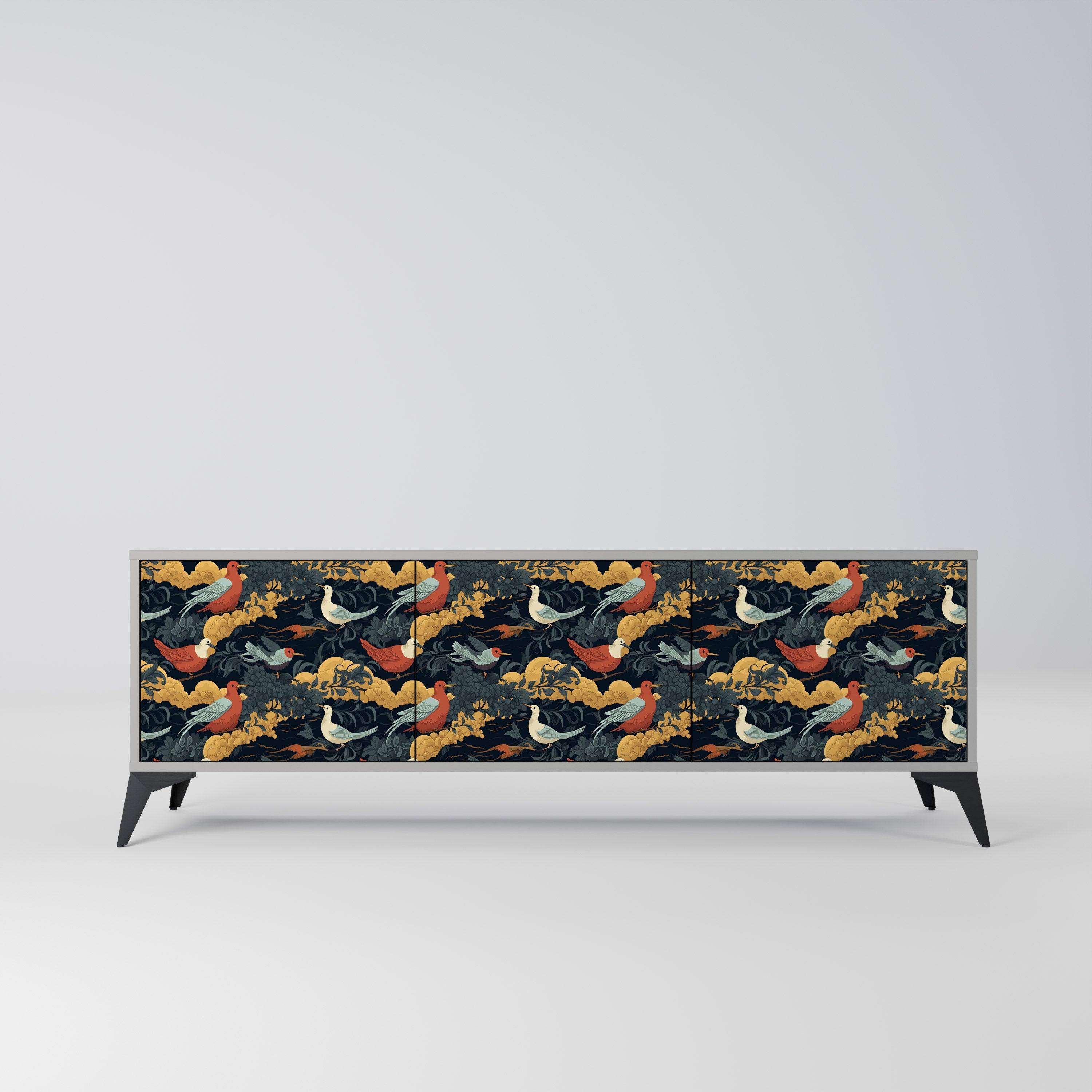 Meuble TV 3 portes FOWLY DAZE finition grise