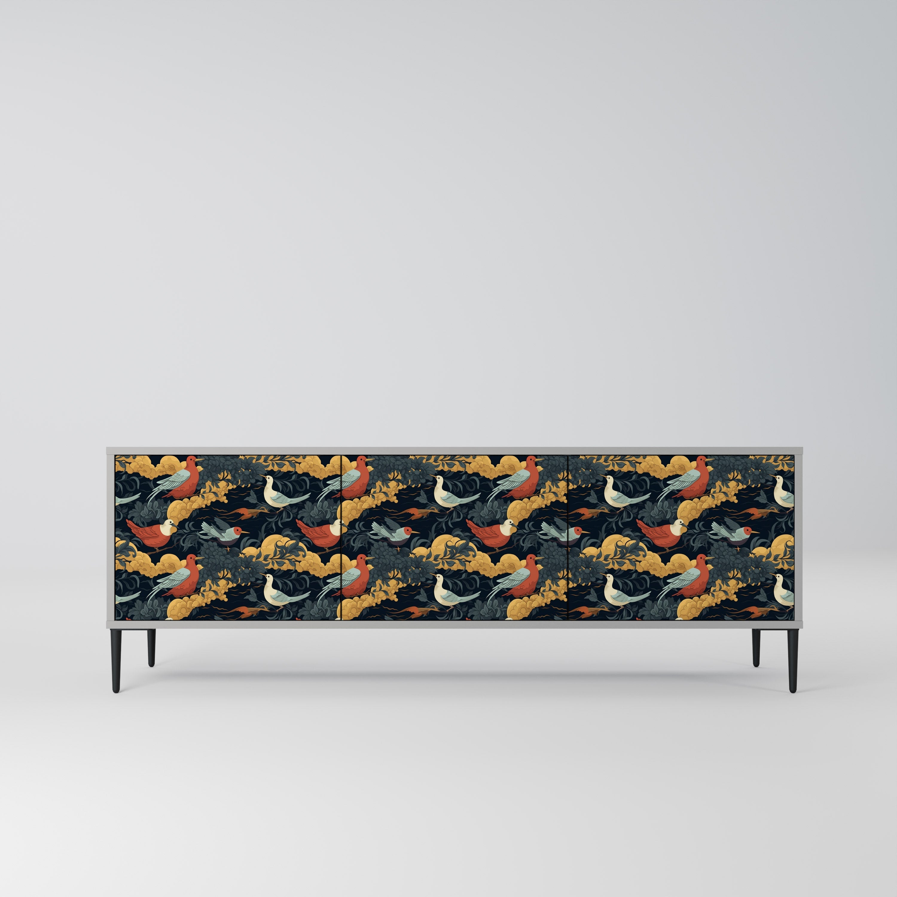 Meuble TV 3 portes FOWLY DAZE finition grise