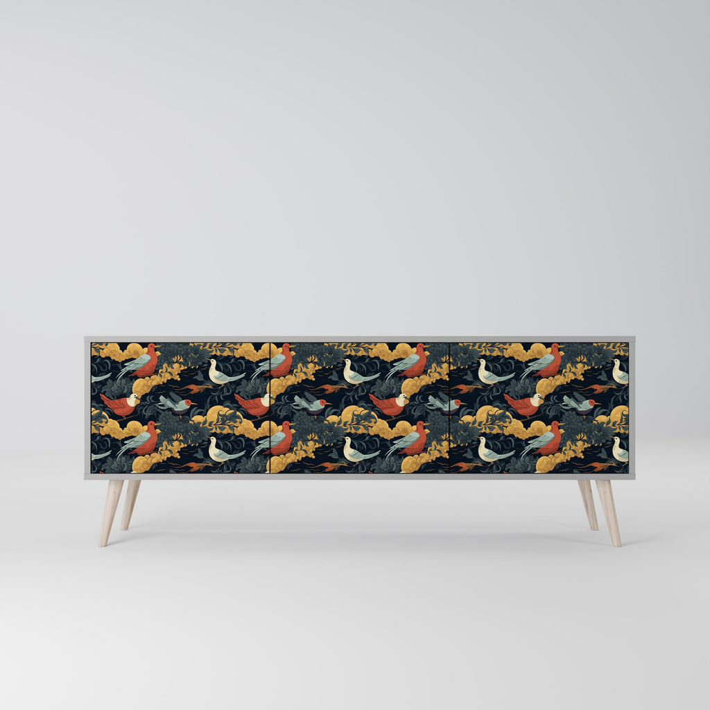 Meuble TV 3 portes FOWLY DAZE finition grise