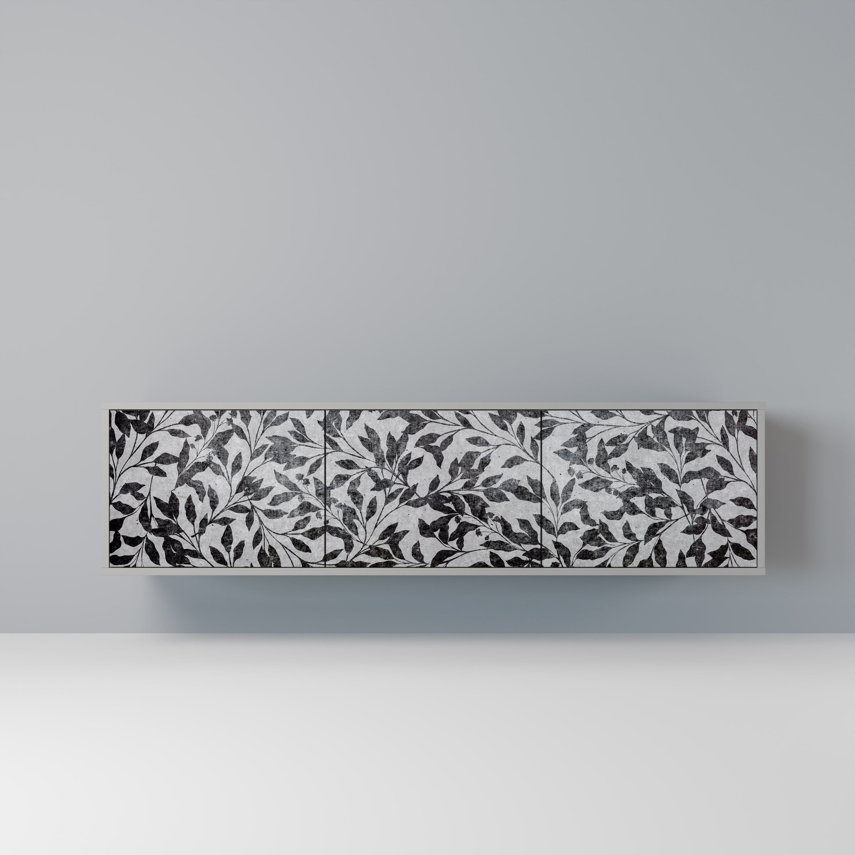 Meuble TV 3 portes CHARCOAL SPROUT, finition grise