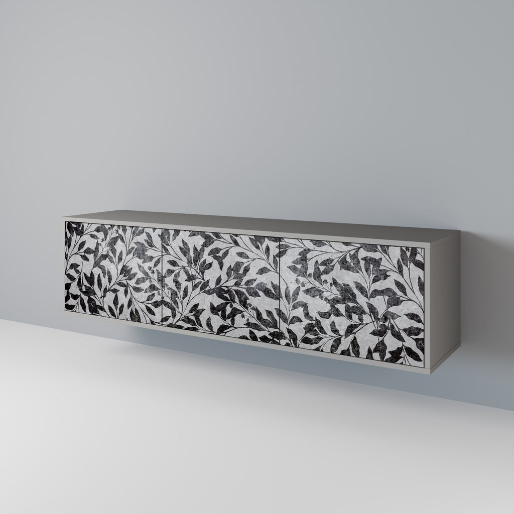 Meuble TV 3 portes CHARCOAL SPROUT, finition grise