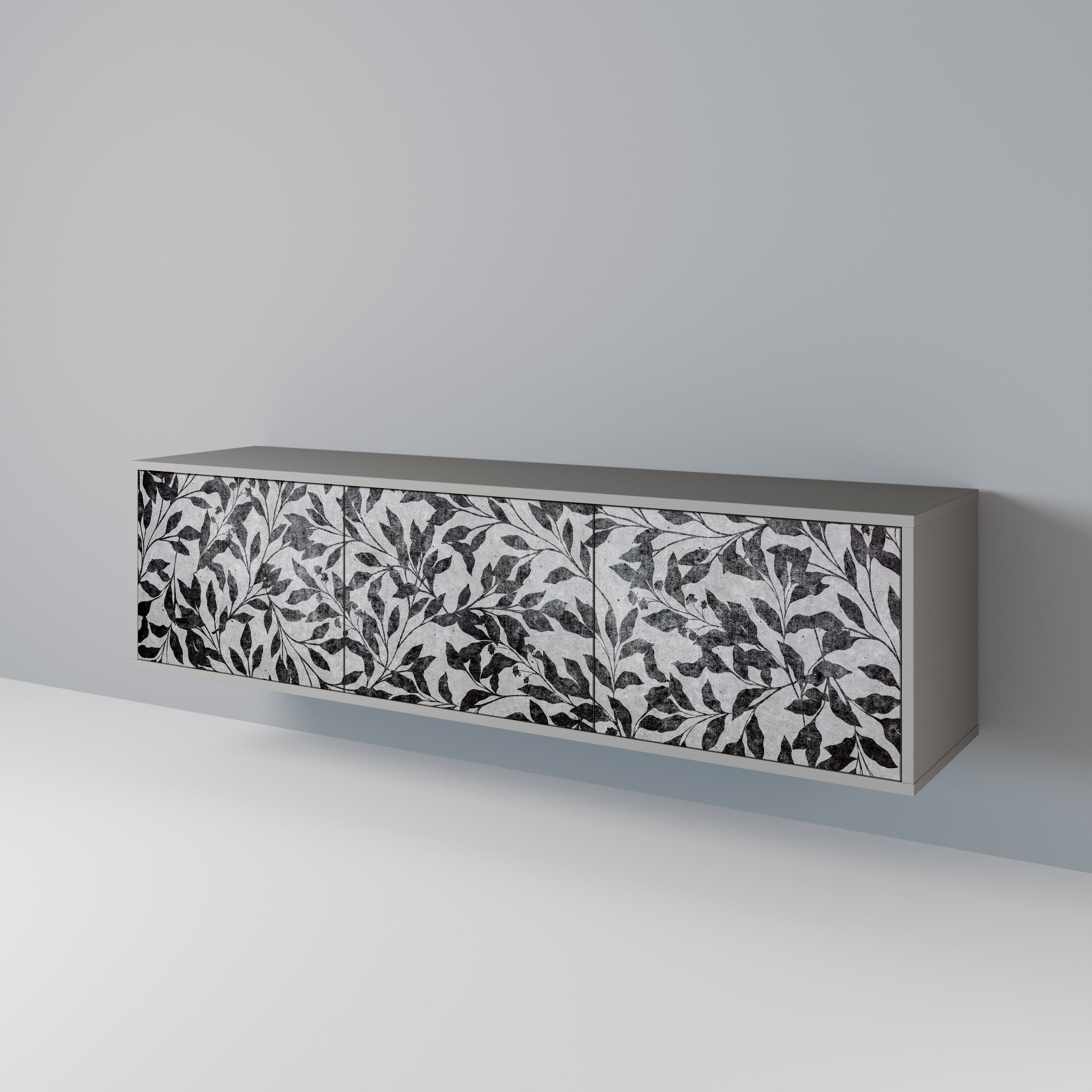 Meuble TV 3 portes CHARCOAL SPROUT, finition grise