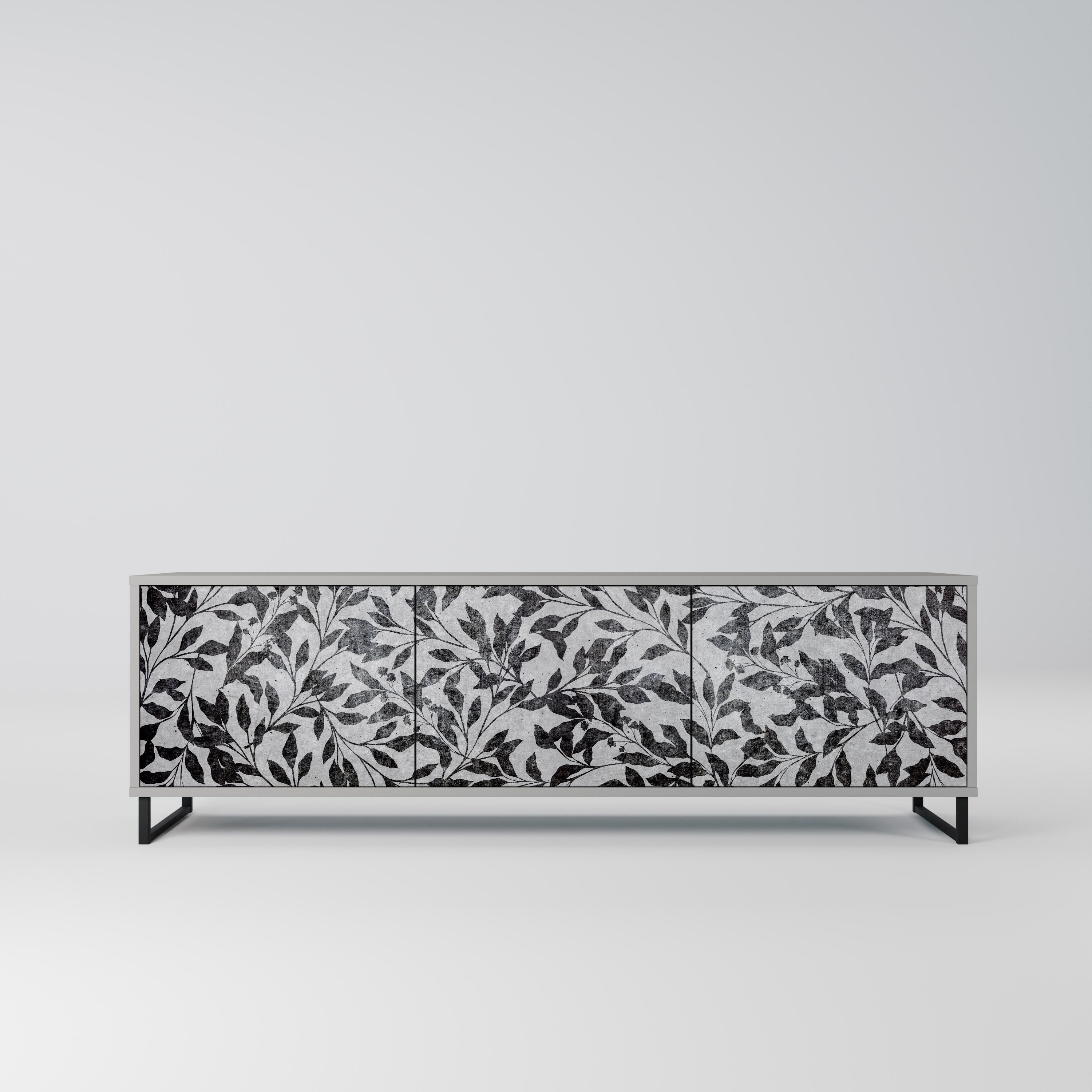 Meuble TV 3 portes CHARCOAL SPROUT, finition grise