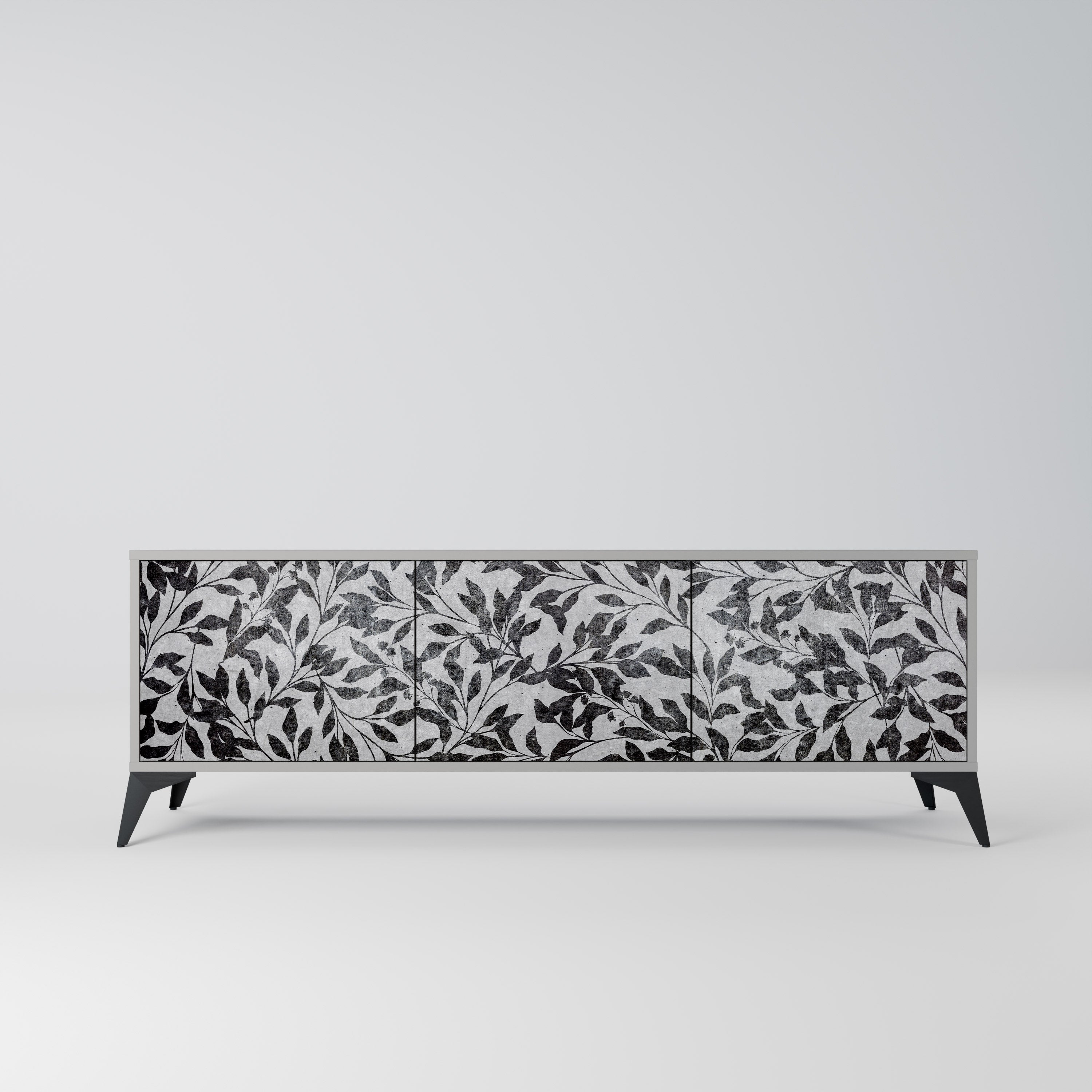 Meuble TV 3 portes CHARCOAL SPROUT, finition grise