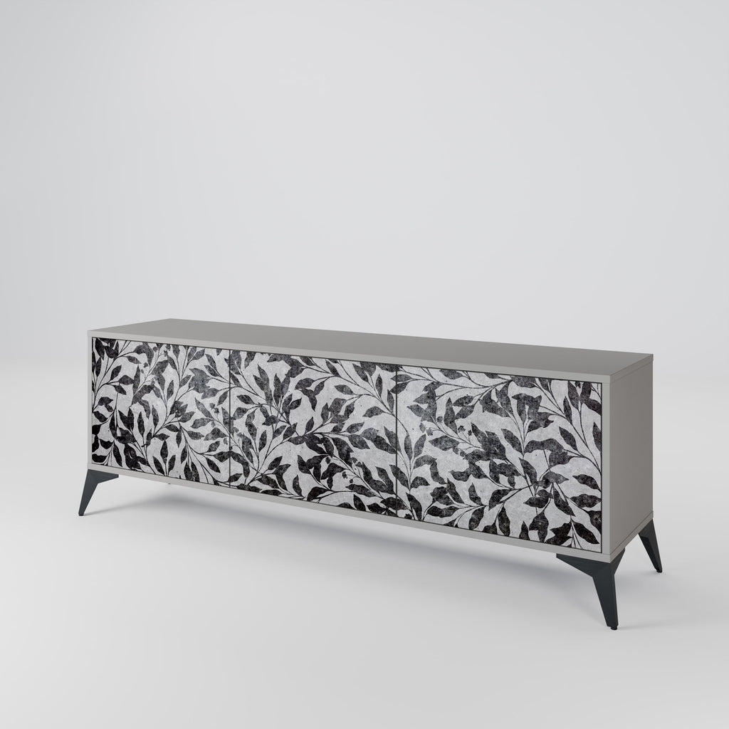 Meuble TV 3 portes CHARCOAL SPROUT, finition grise