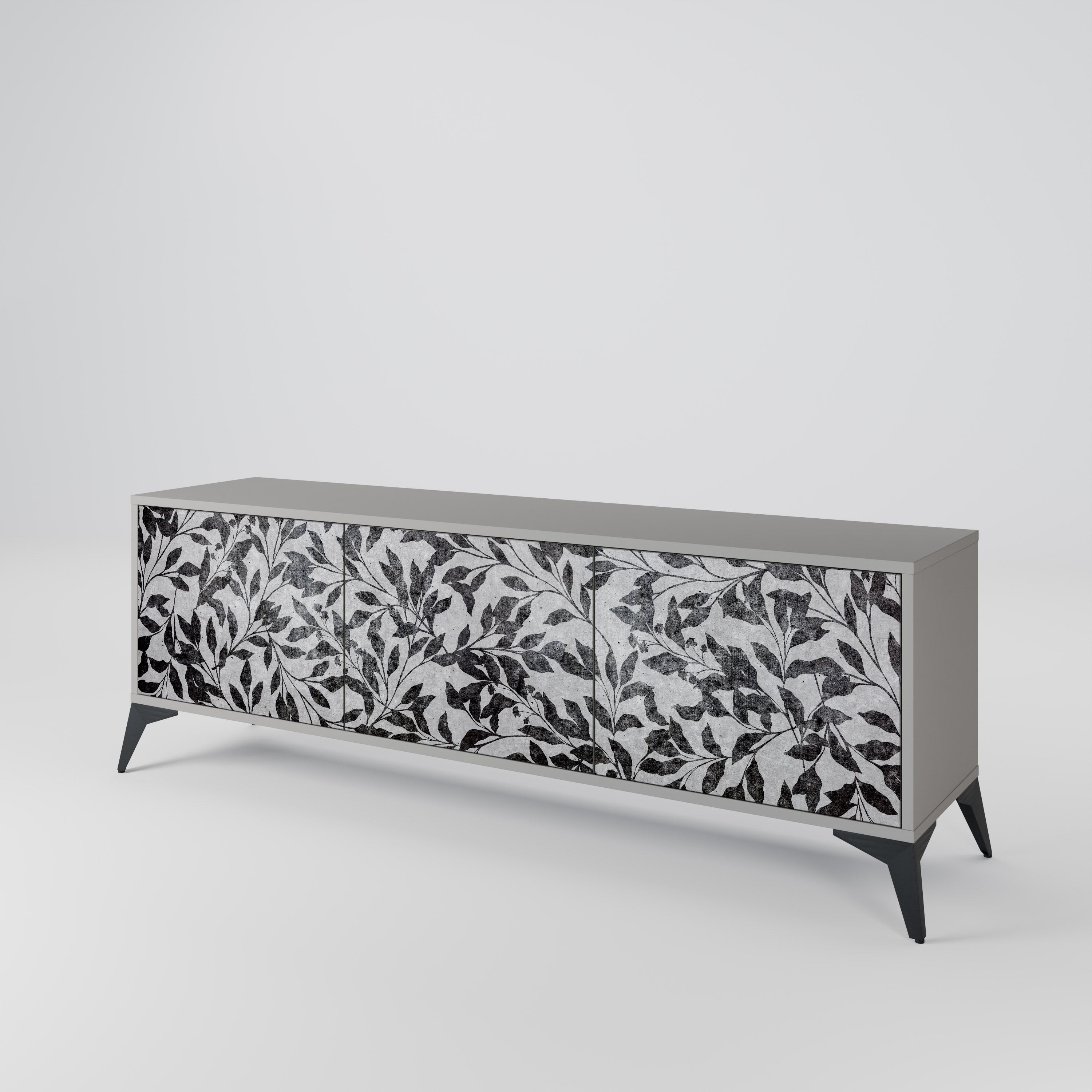 Meuble TV 3 portes CHARCOAL SPROUT, finition grise