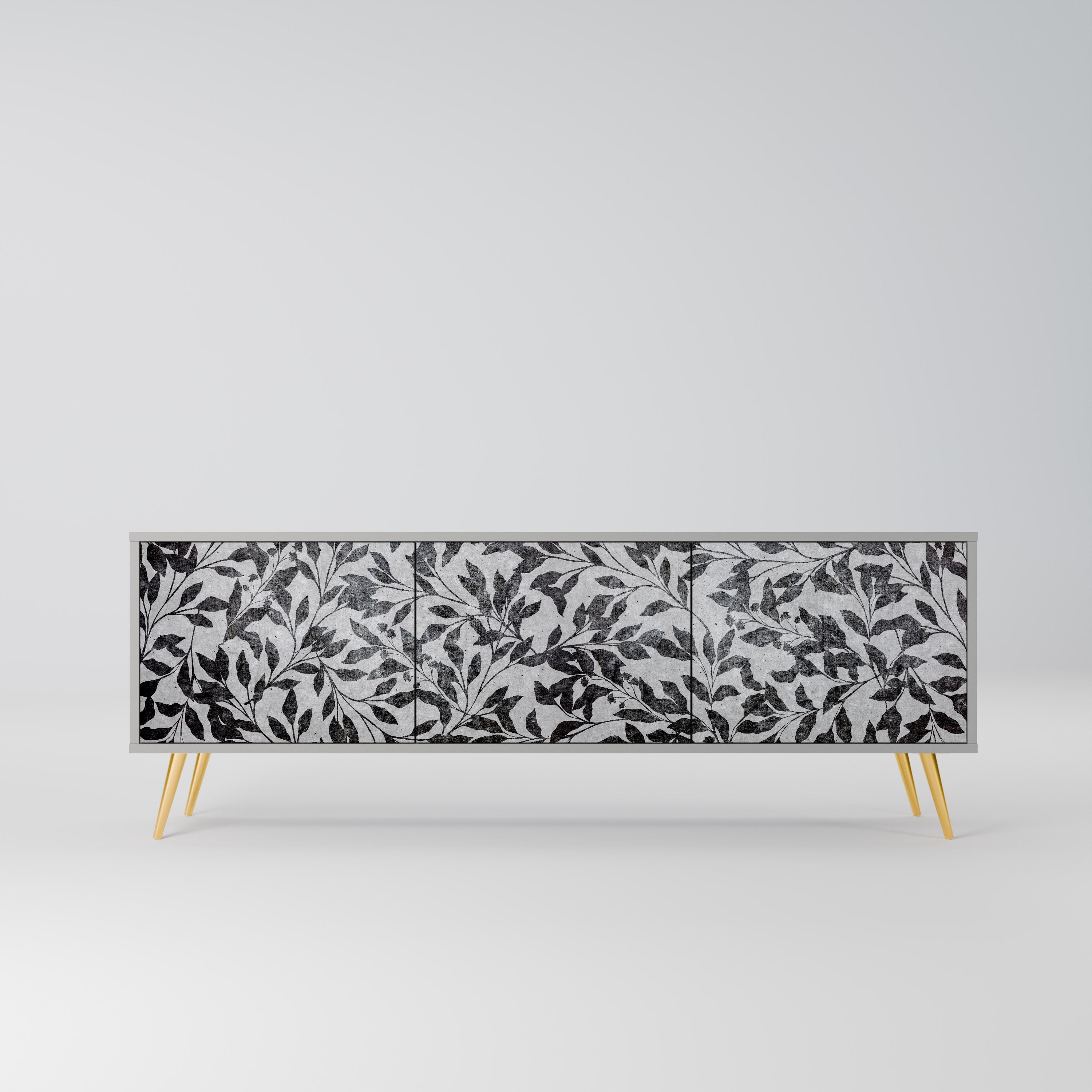 Meuble TV 3 portes CHARCOAL SPROUT, finition grise