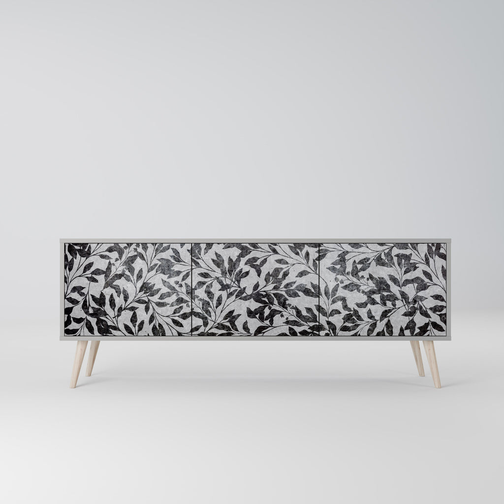 Meuble TV 3 portes CHARCOAL SPROUT, finition grise