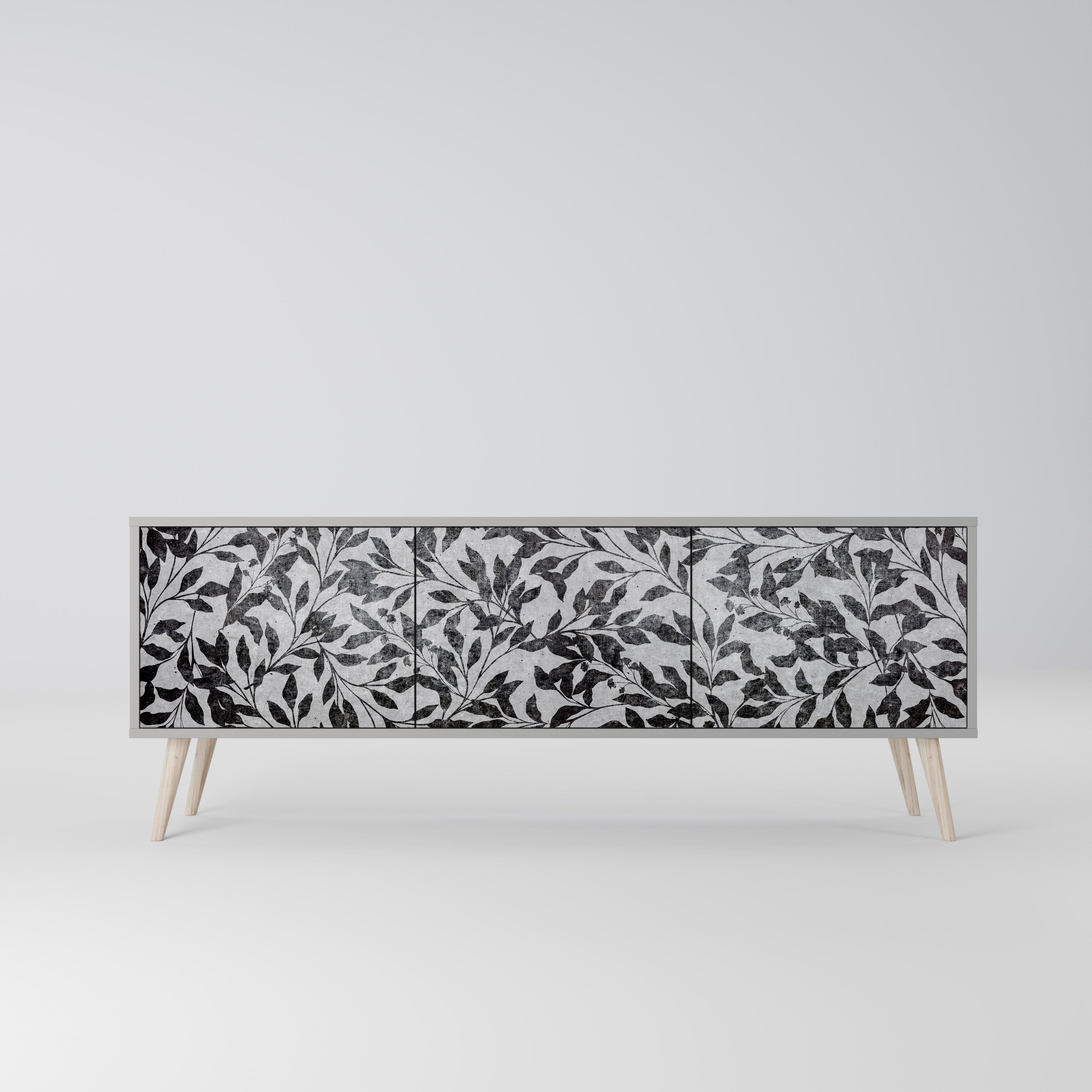 Meuble TV 3 portes CHARCOAL SPROUT, finition grise