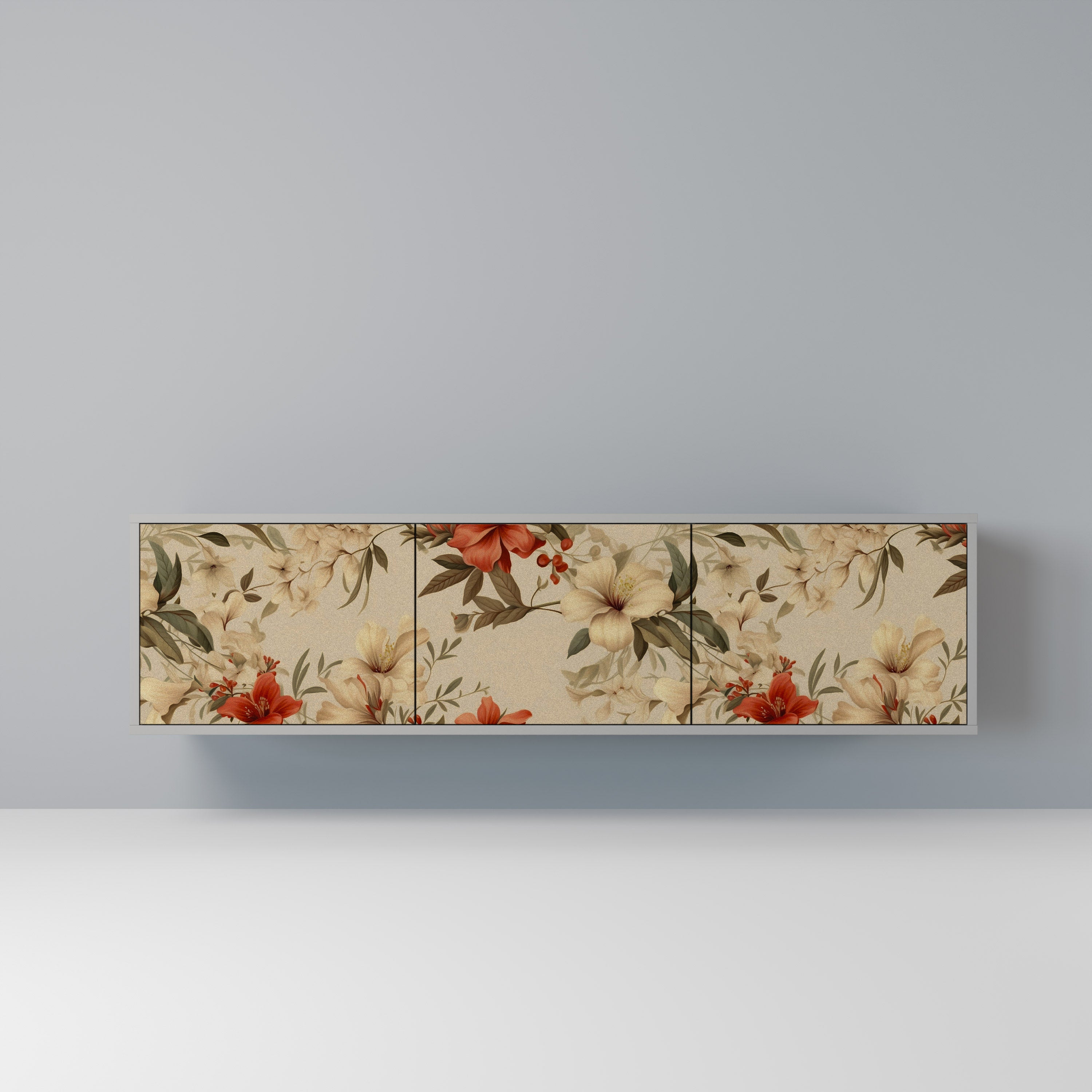 Meuble TV 3 portes BLOOMING HARMONY finition grise