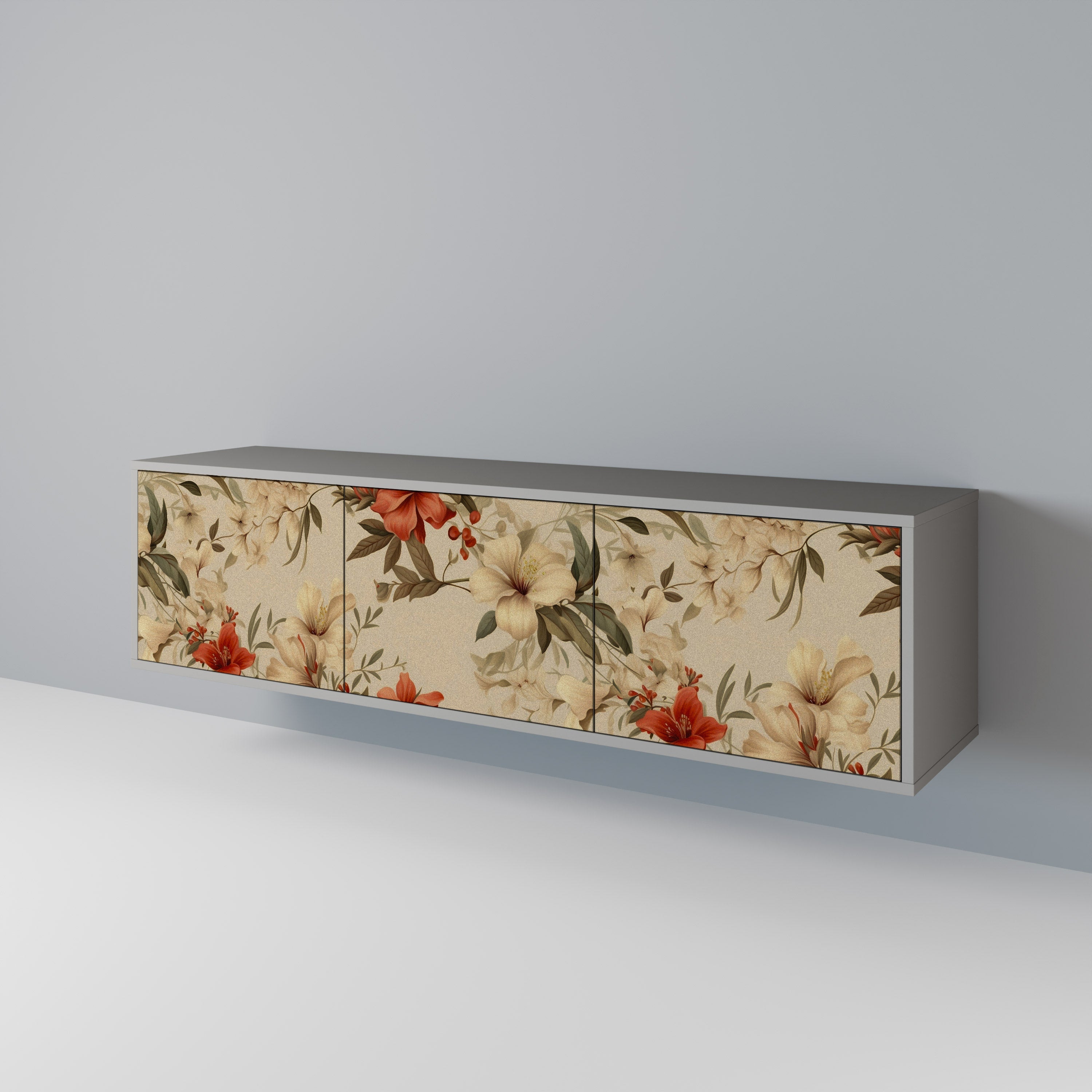 Meuble TV 3 portes BLOOMING HARMONY finition grise