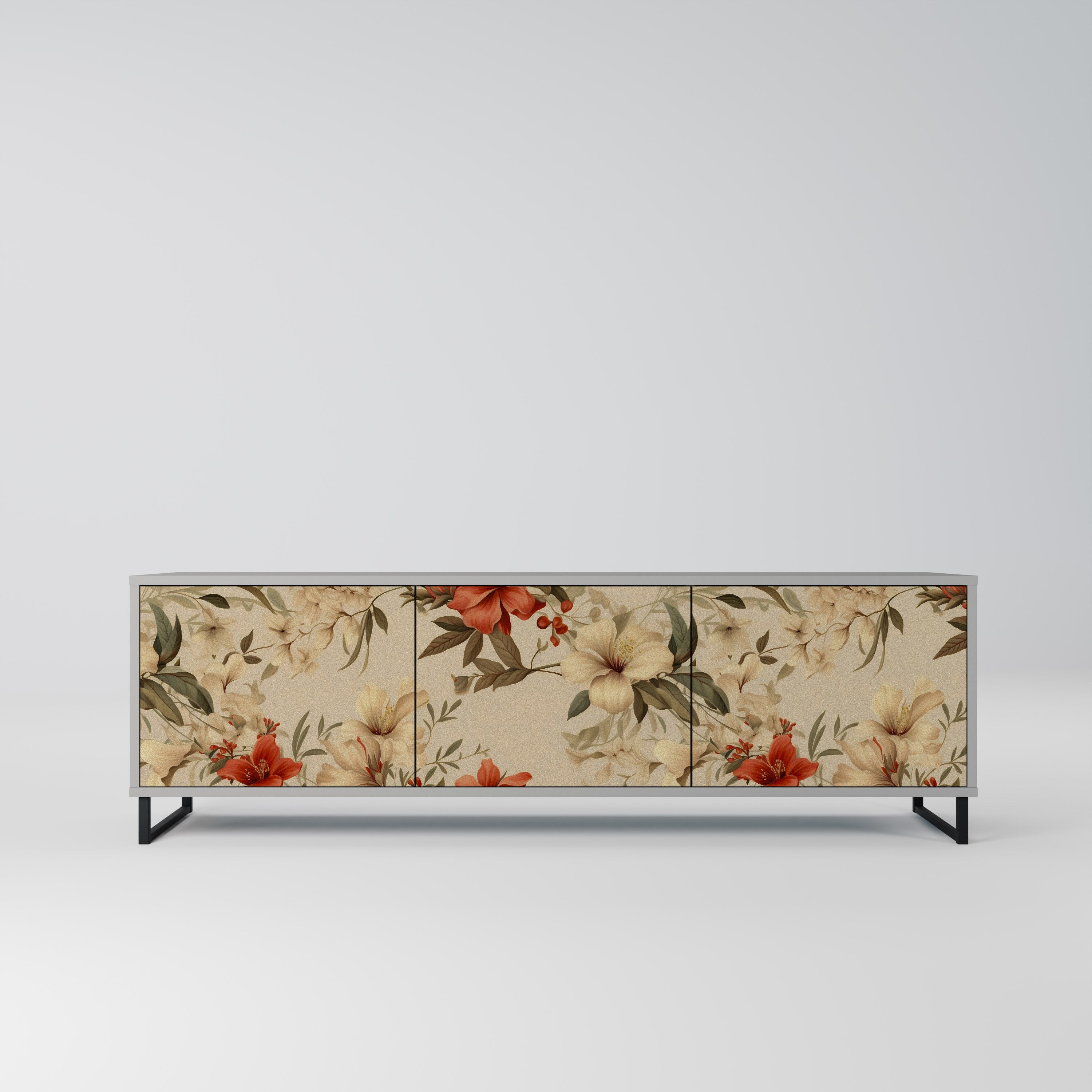 Meuble TV 3 portes BLOOMING HARMONY finition grise