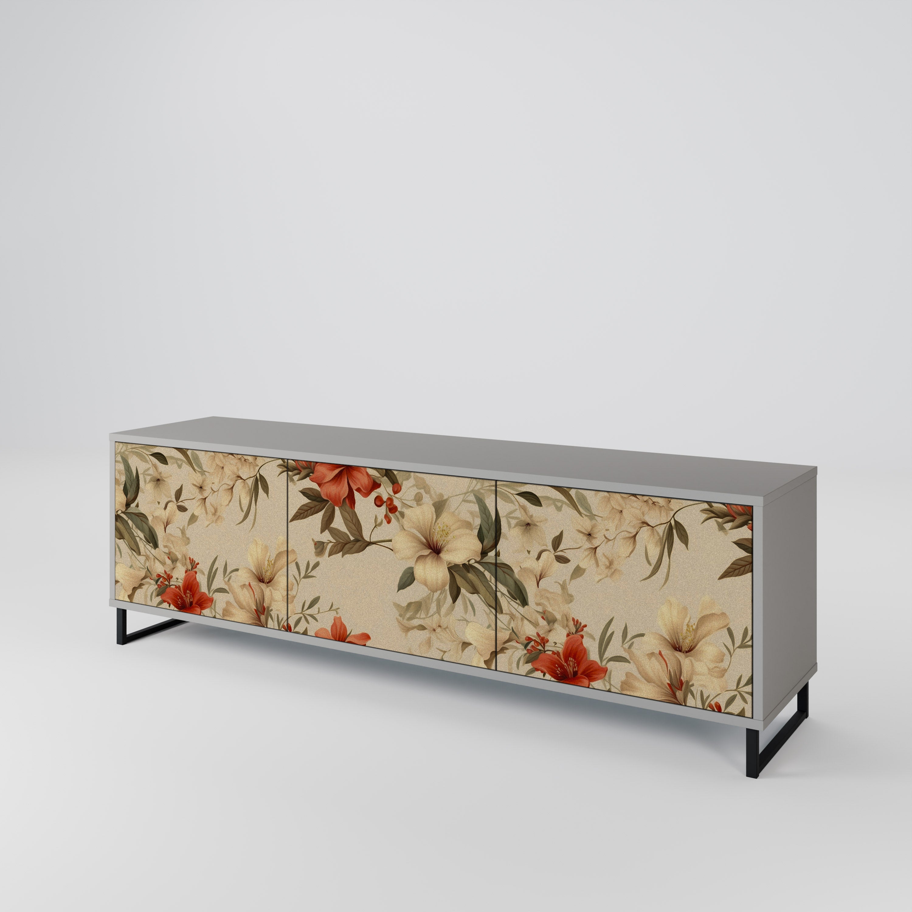 Meuble TV 3 portes BLOOMING HARMONY finition grise