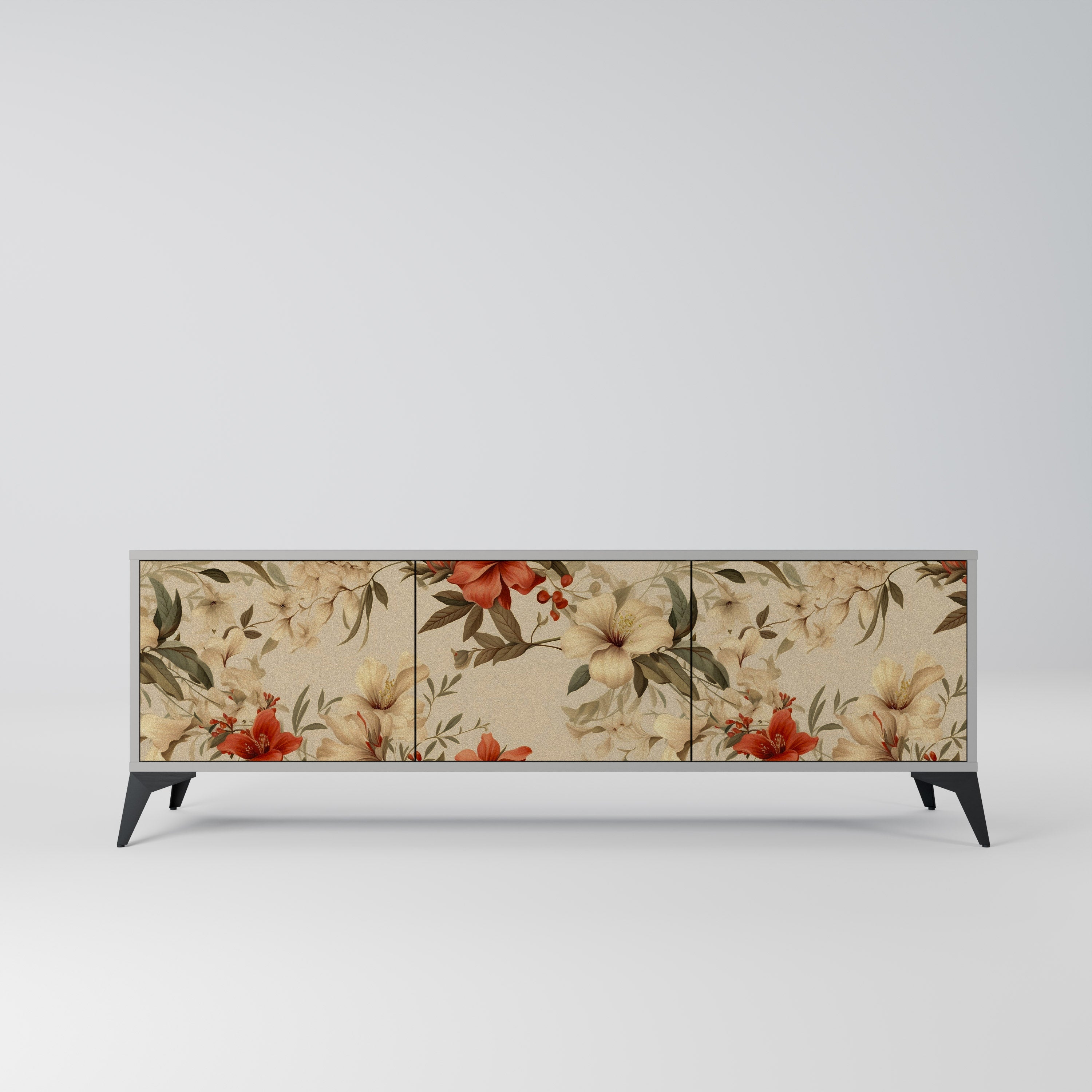 Meuble TV 3 portes BLOOMING HARMONY finition grise