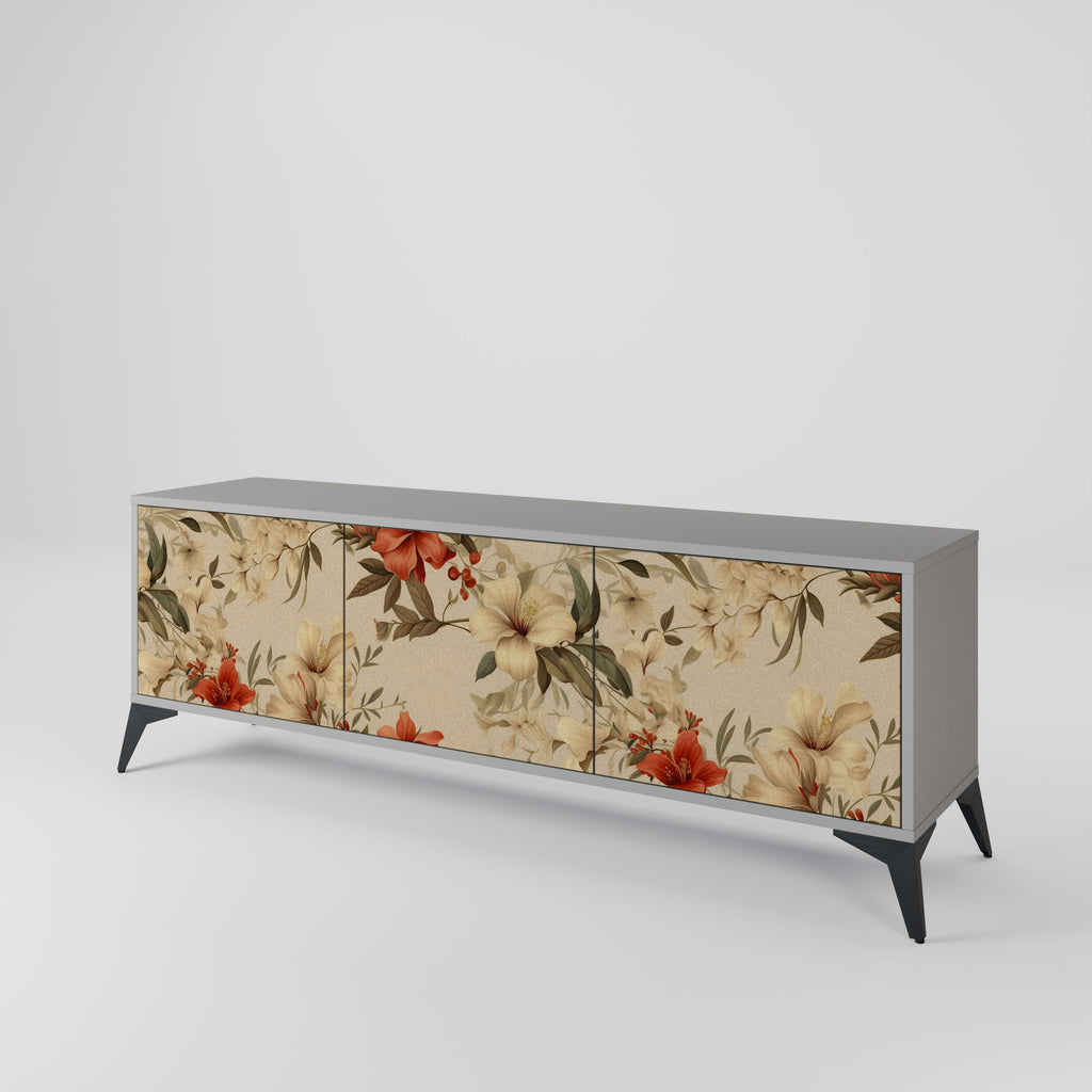 Meuble TV 3 portes BLOOMING HARMONY finition grise