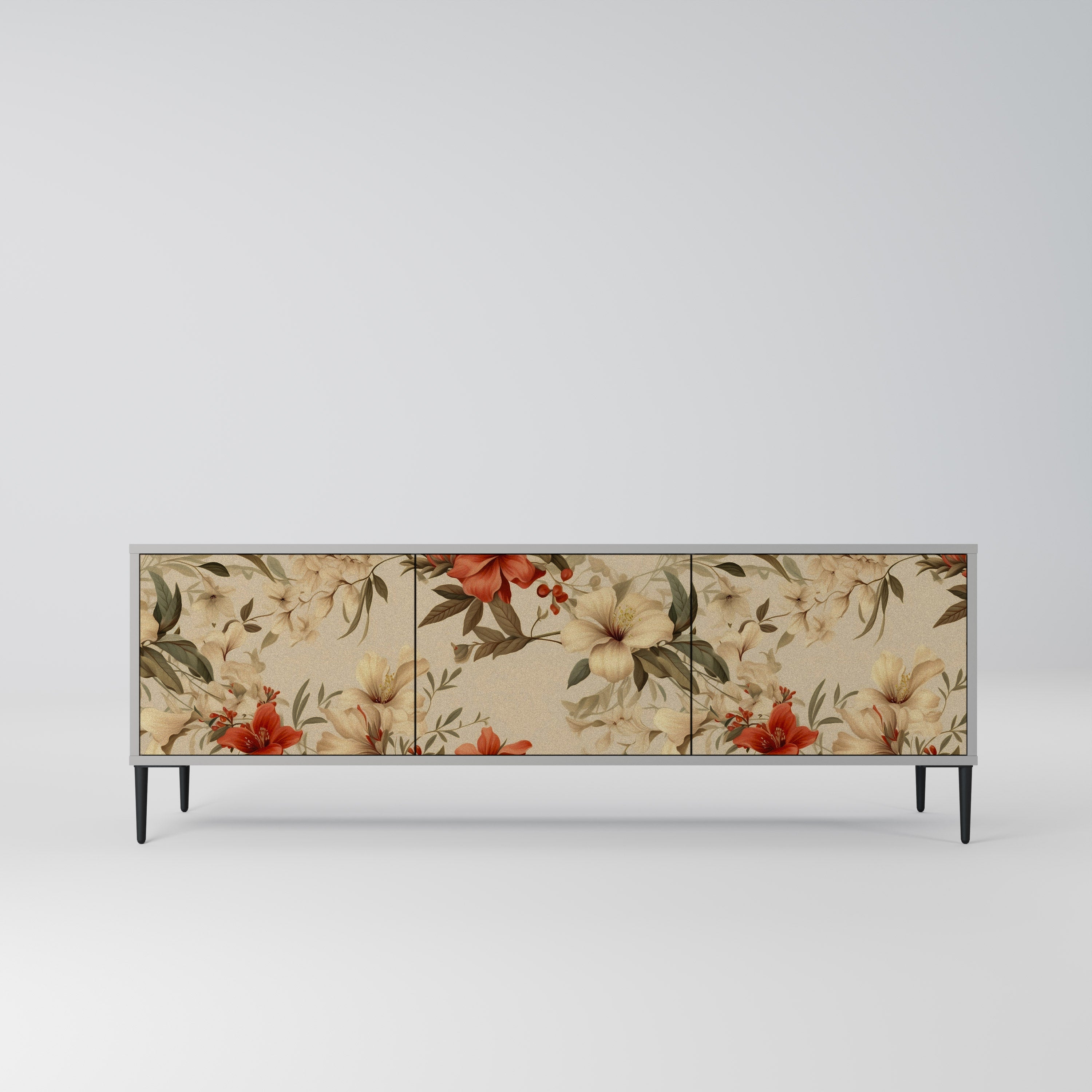 Meuble TV 3 portes BLOOMING HARMONY finition grise