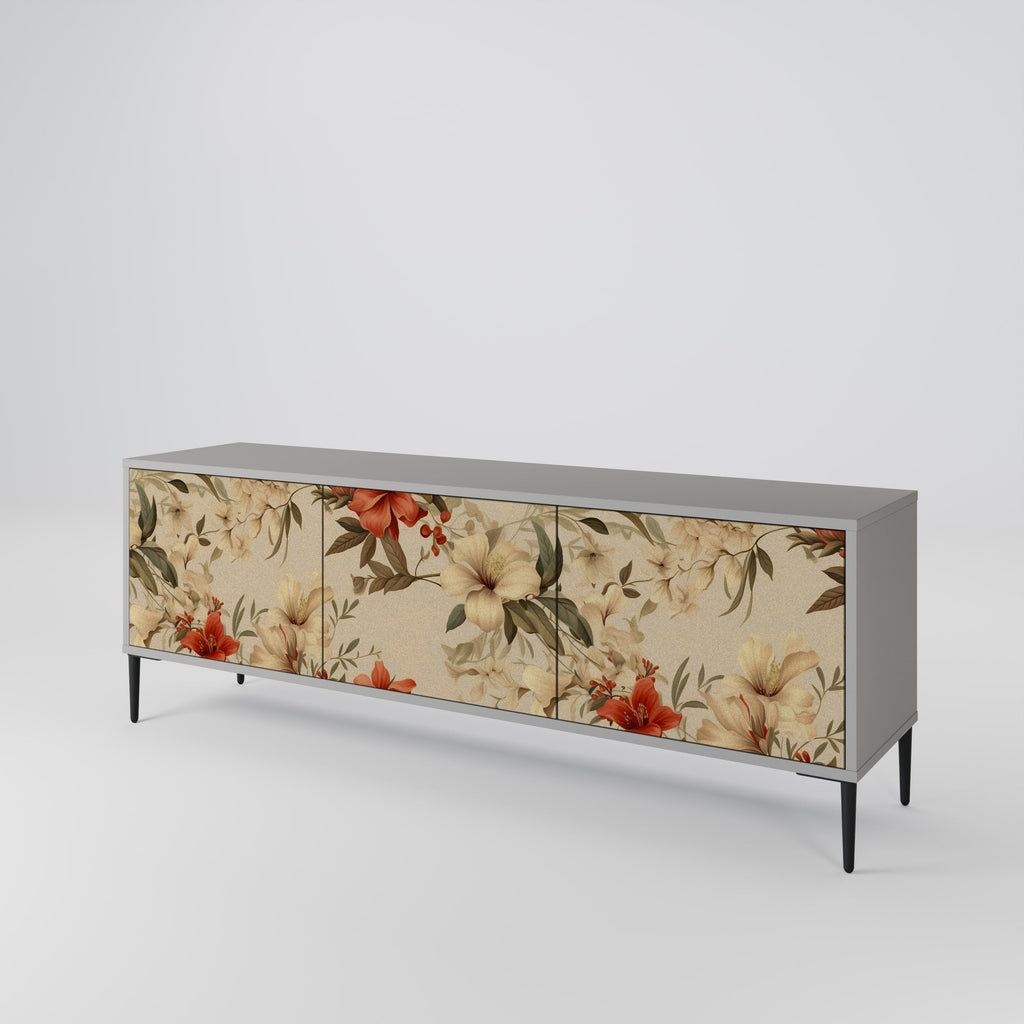 Meuble TV 3 portes BLOOMING HARMONY finition grise