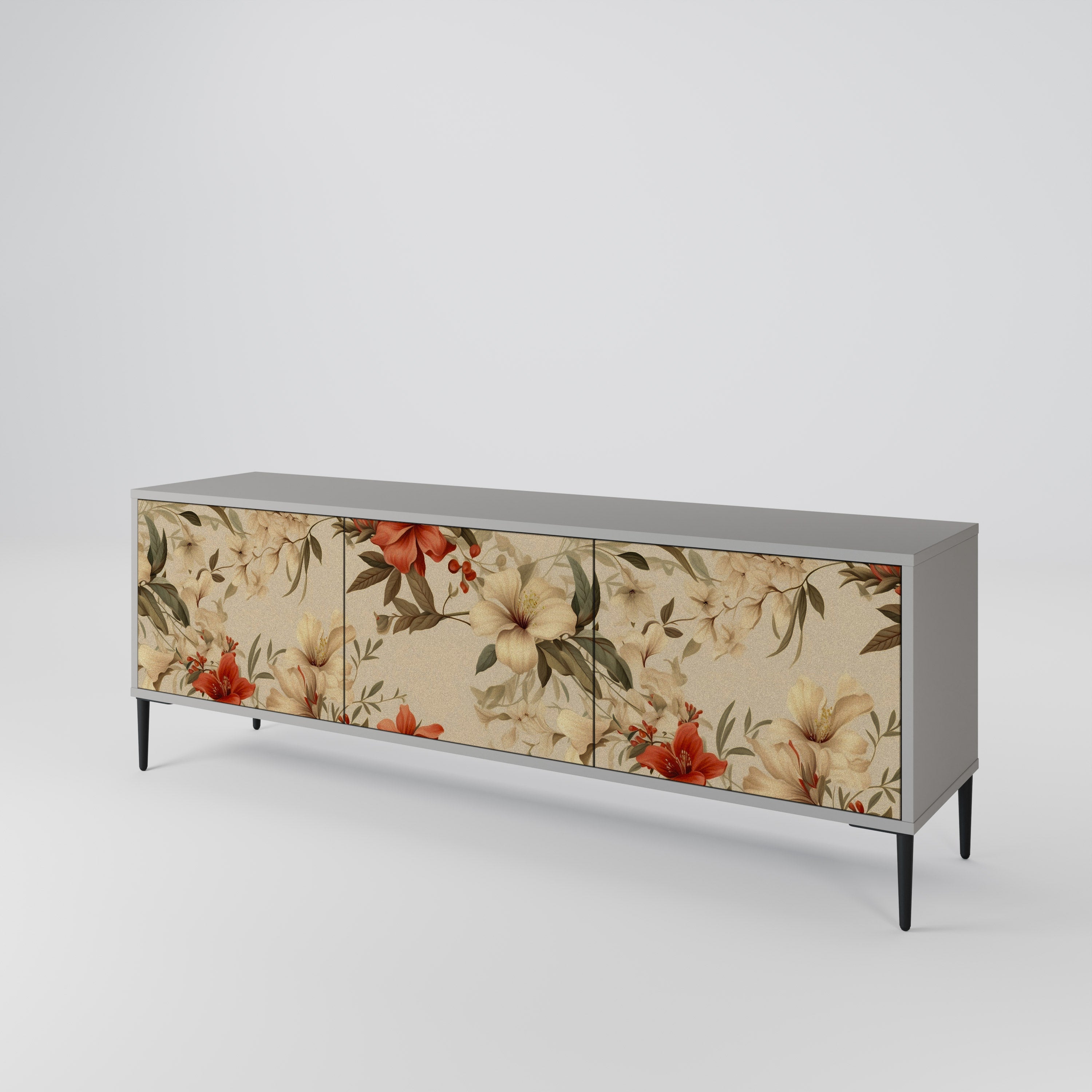 Meuble TV 3 portes BLOOMING HARMONY finition grise