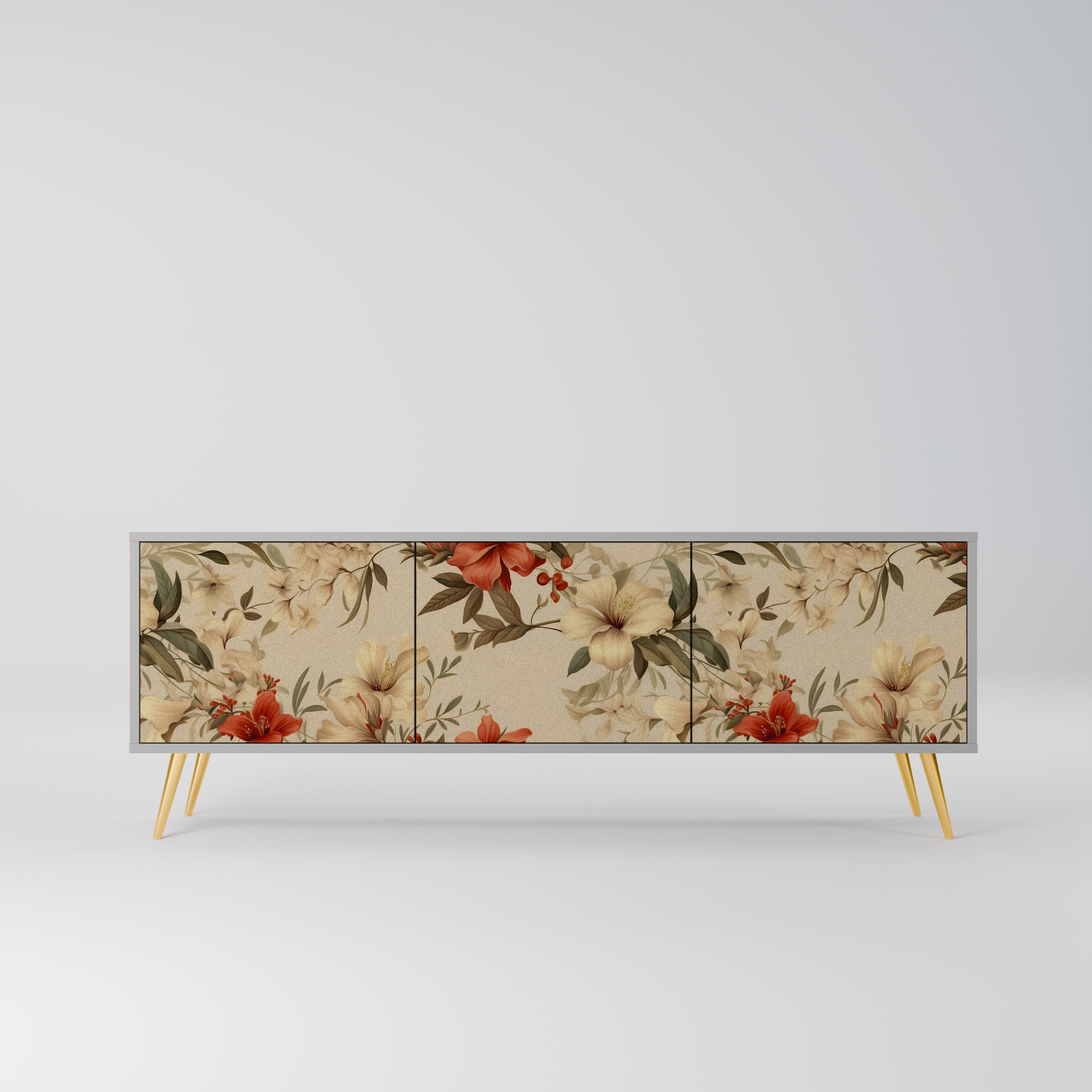 Meuble TV 3 portes BLOOMING HARMONY finition grise