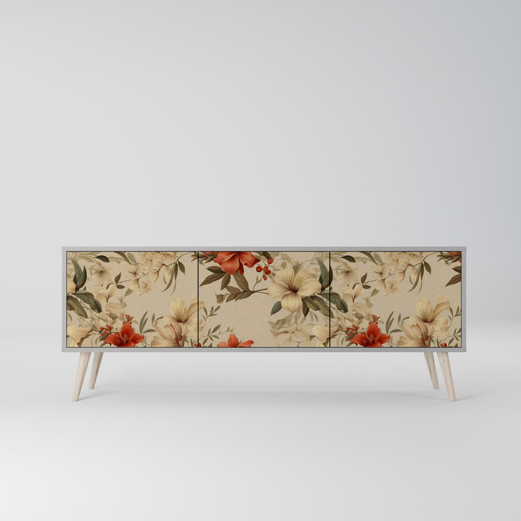 Meuble TV 3 portes BLOOMING HARMONY finition grise