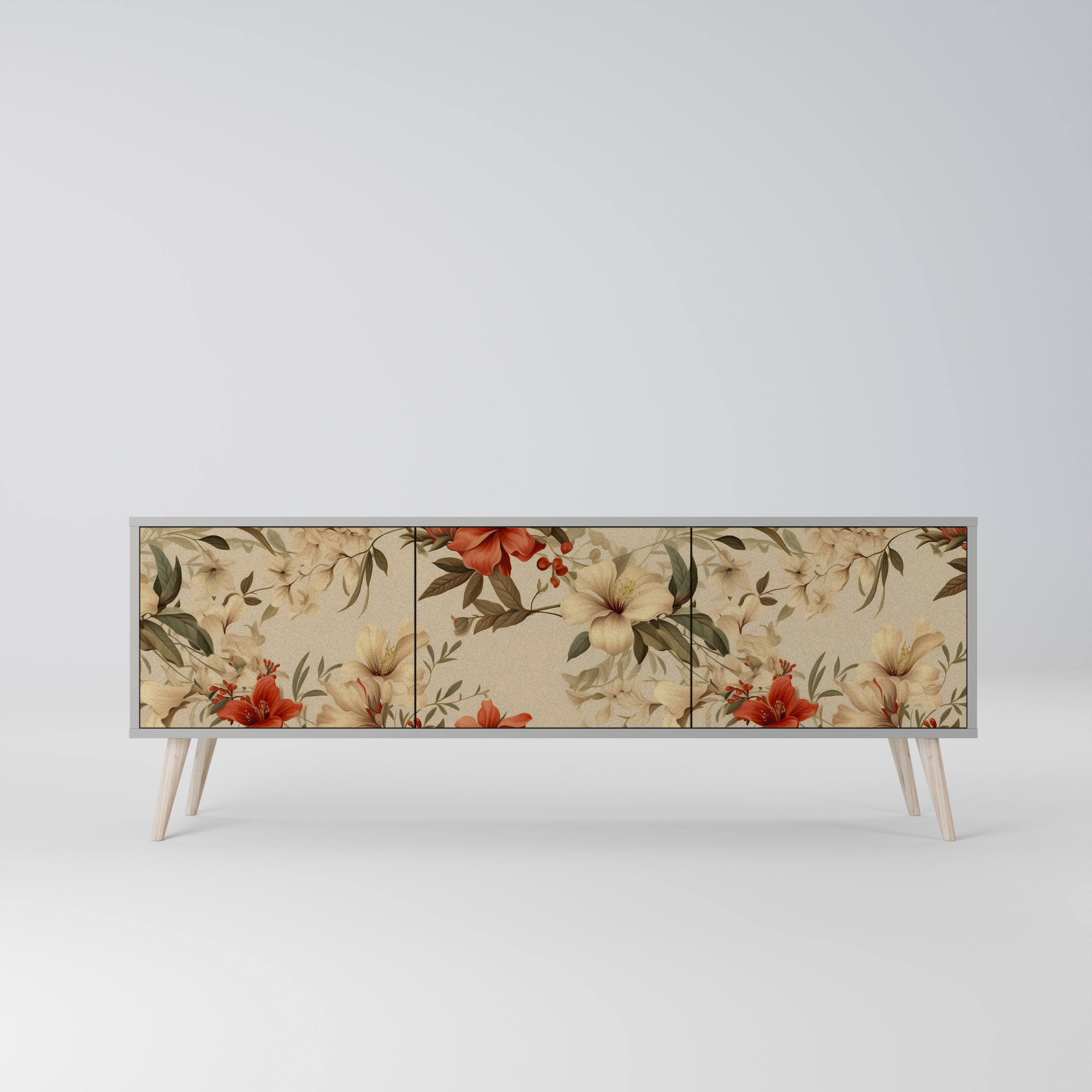 Meuble TV 3 portes BLOOMING HARMONY finition grise