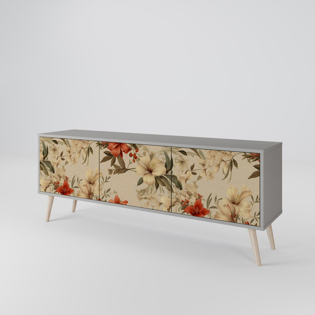 Meuble TV 3 portes BLOOMING HARMONY finition grise