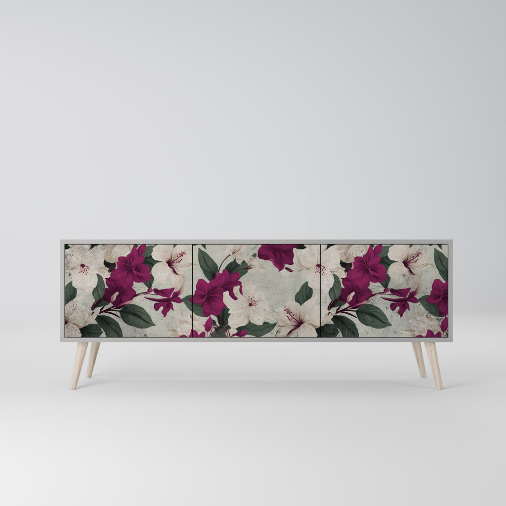 Meuble TV 3 portes FLOWERET DREAM finition grise