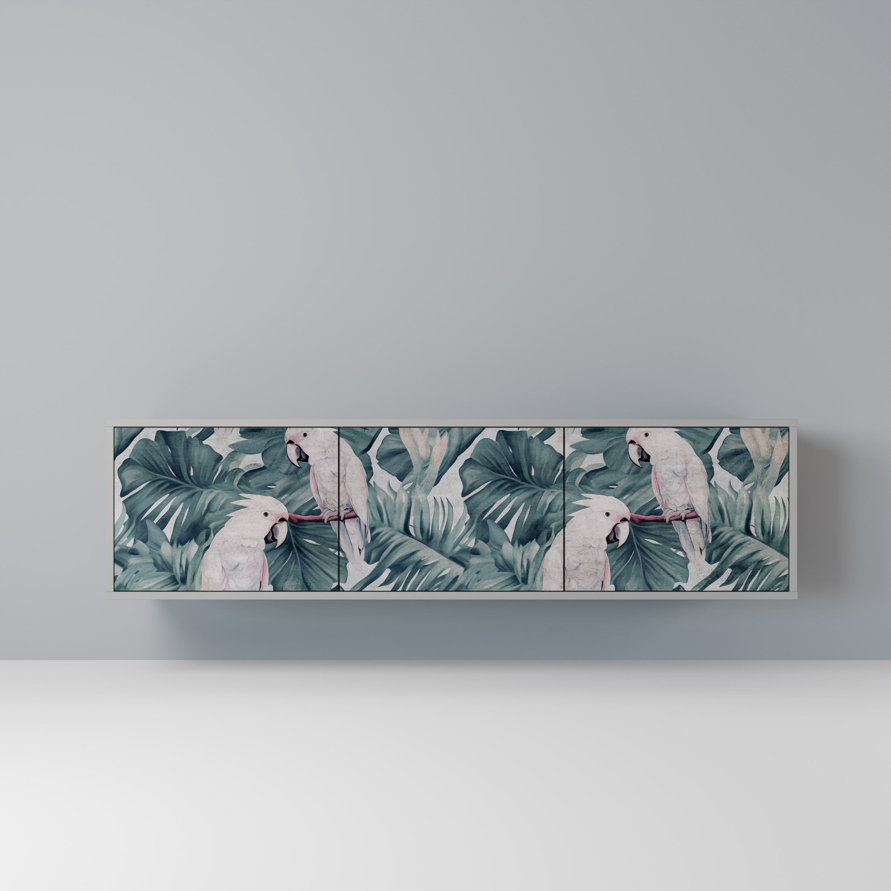 Meuble TV 3 portes POPINJAY LOOK finition grise