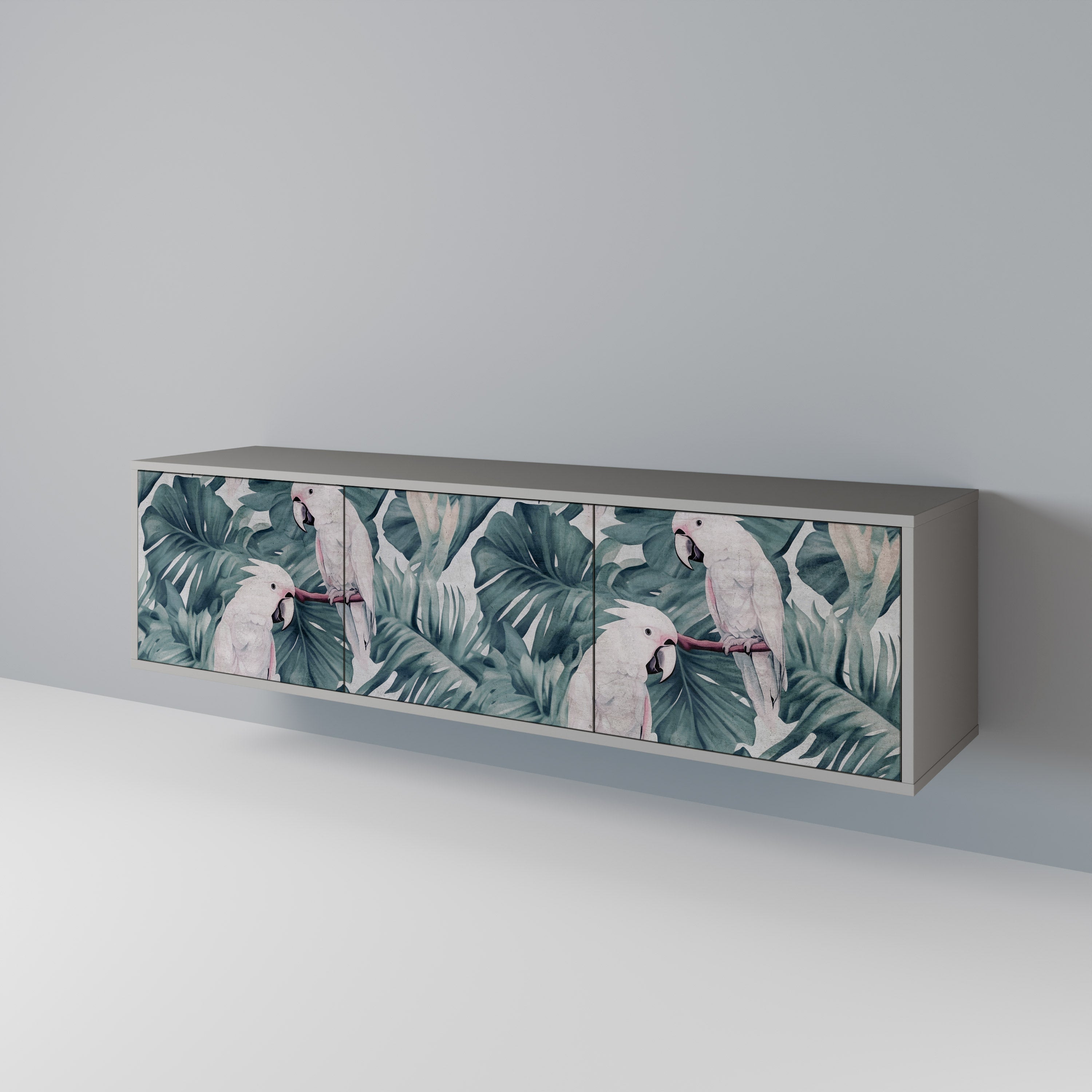 Meuble TV 3 portes POPINJAY LOOK finition grise