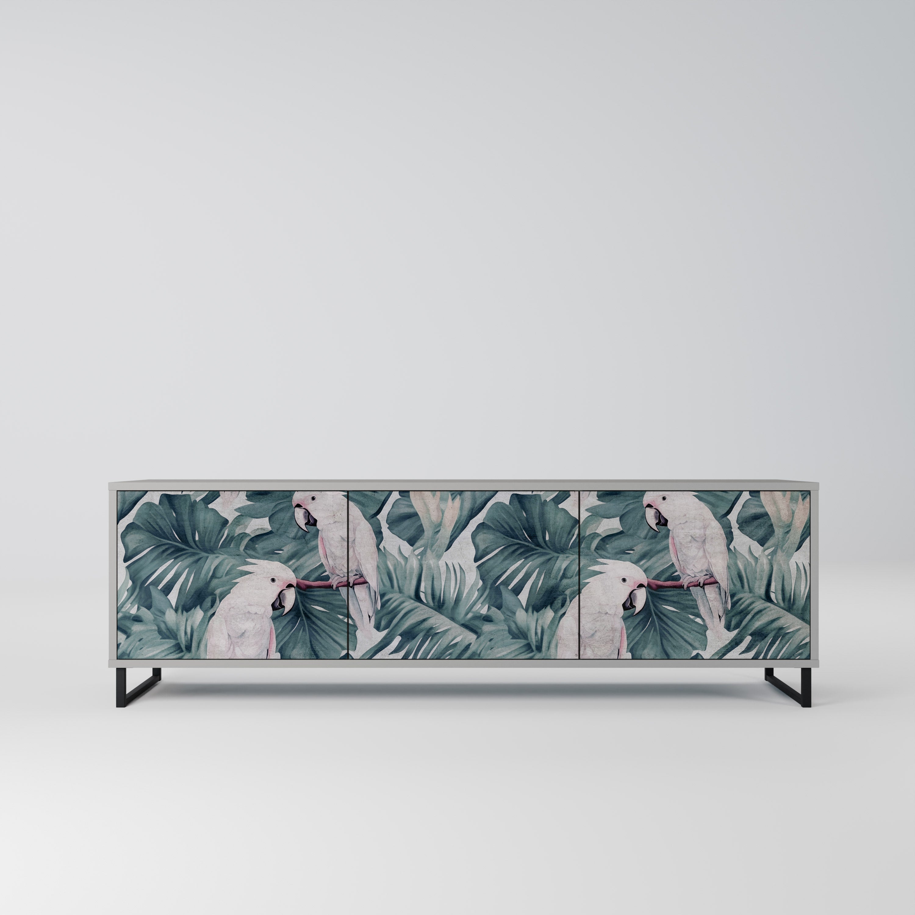 Meuble TV 3 portes POPINJAY LOOK finition grise