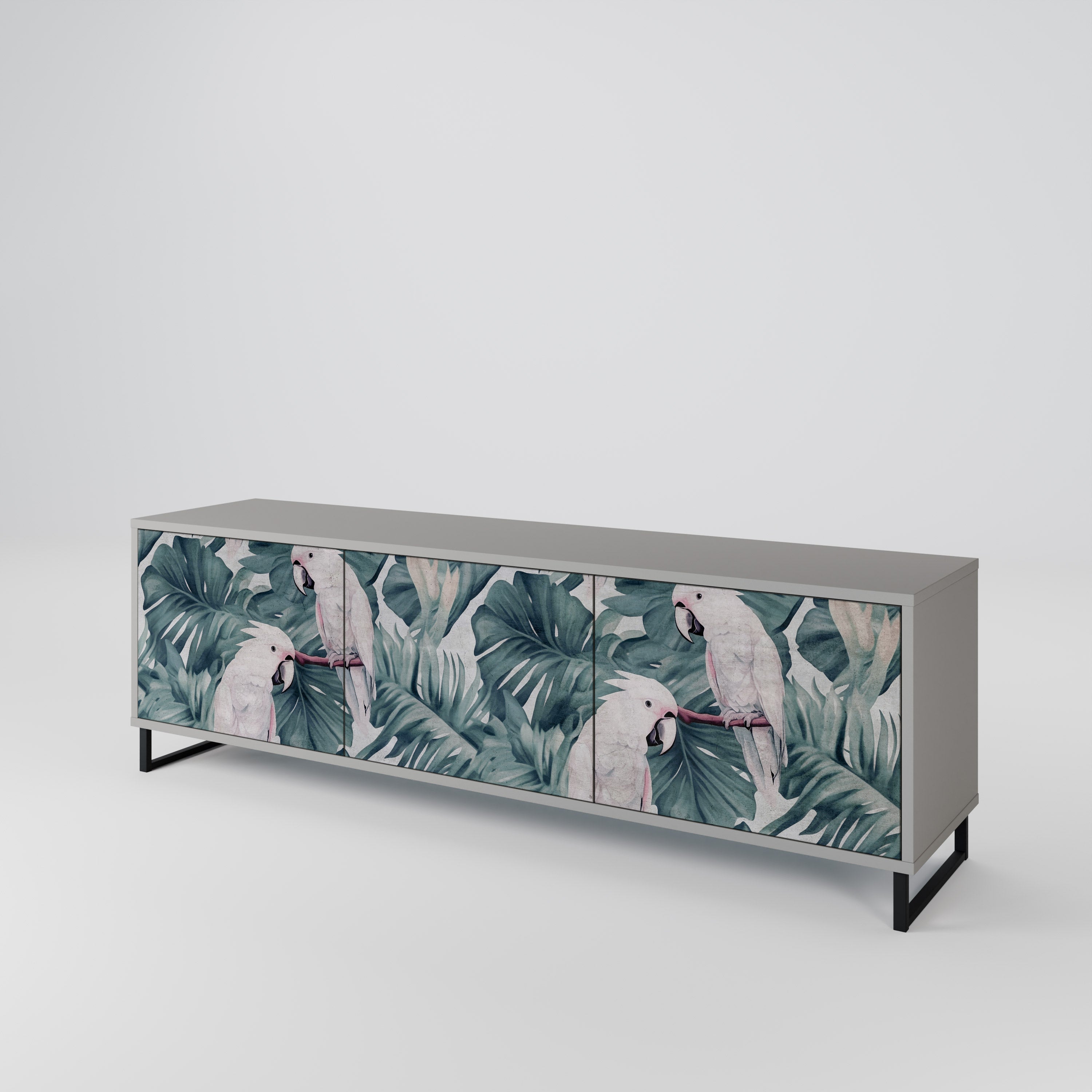 Meuble TV 3 portes POPINJAY LOOK finition grise