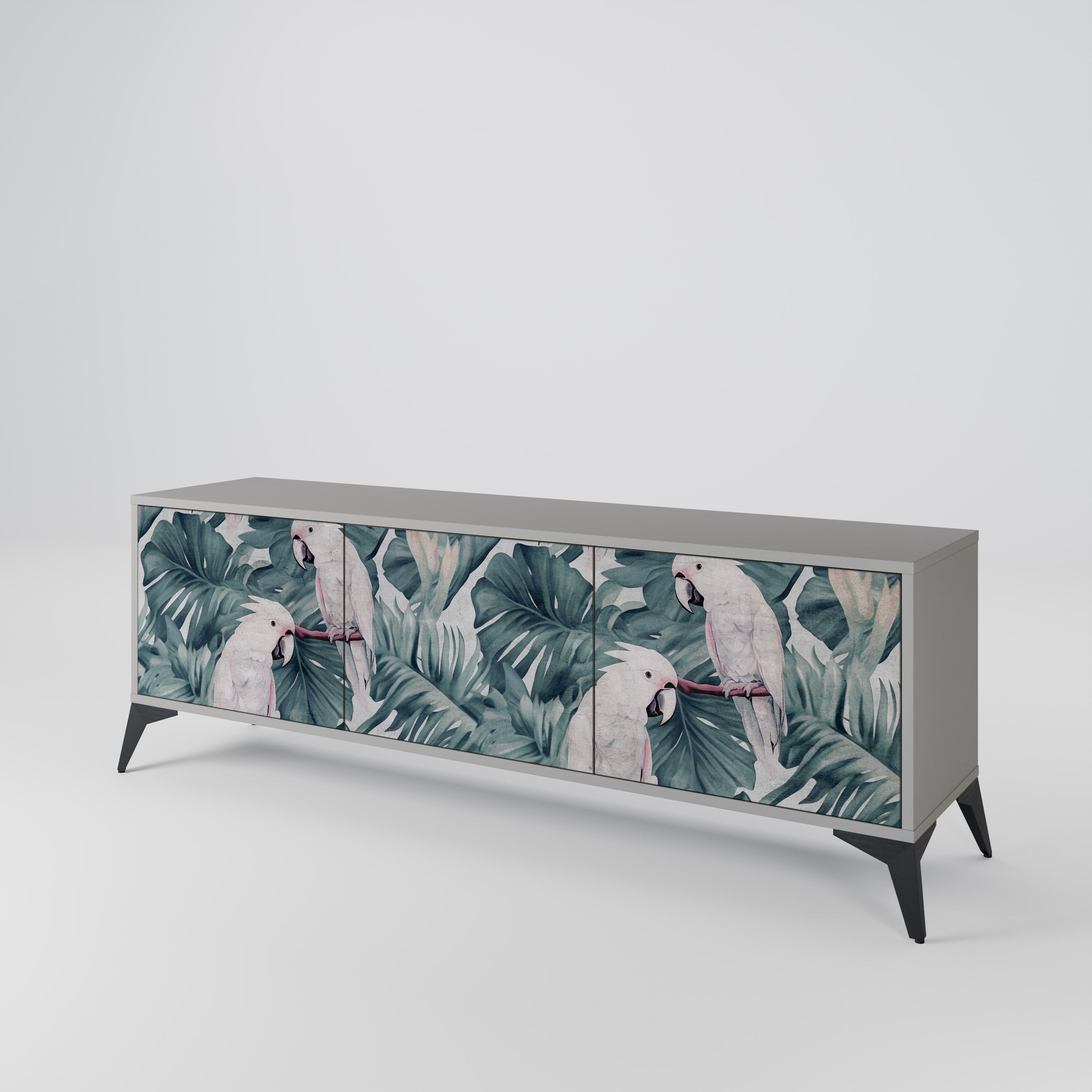 Meuble TV 3 portes POPINJAY LOOK finition grise