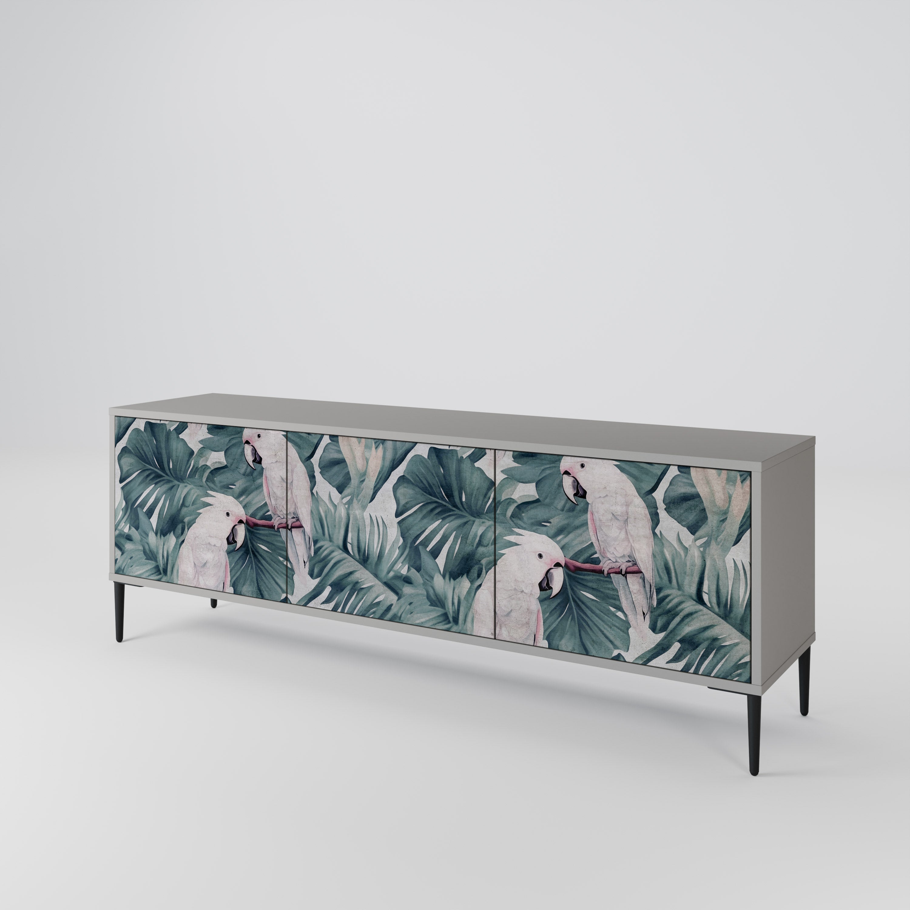 Meuble TV 3 portes POPINJAY LOOK finition grise